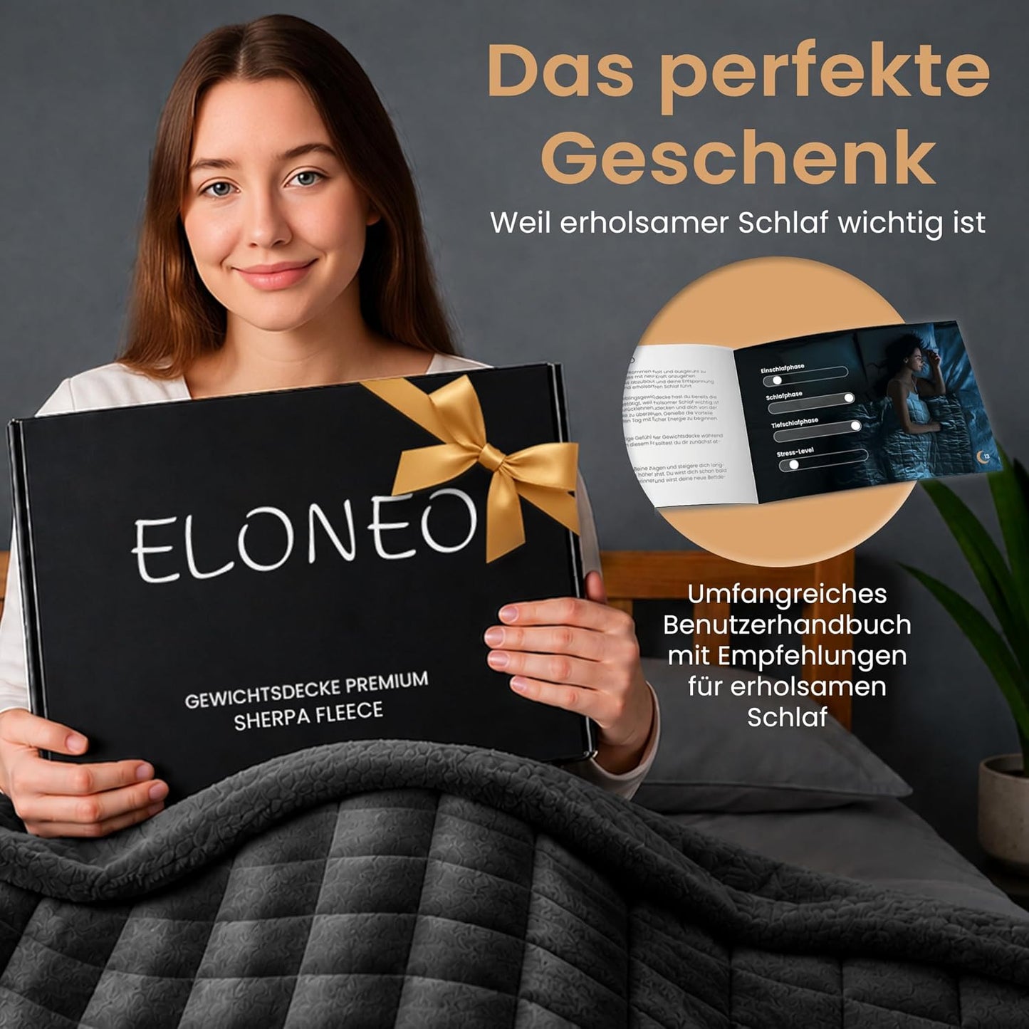 Sherpa Fleece Gewichtsdecke, 11 kg, Schwarz 155 x 220 cm 11 Kilogramm