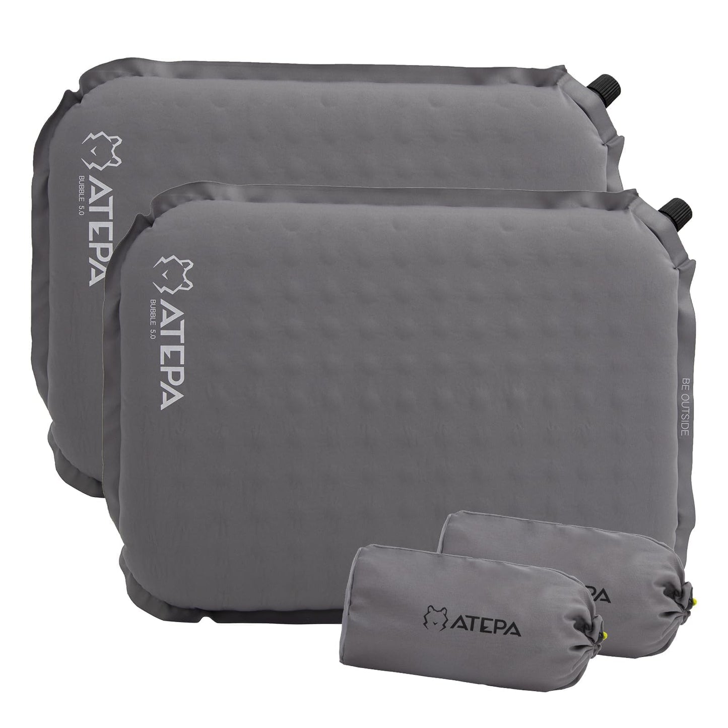 Selbstaufblasendes Sitzkissen-Set, Grau 2er Pack 38 x 28 x 5 cm
