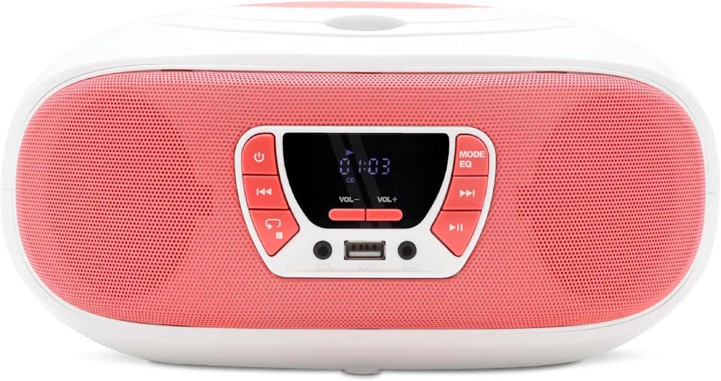 CD-Player mit Karaoke & Lichteffekten, White & Pink