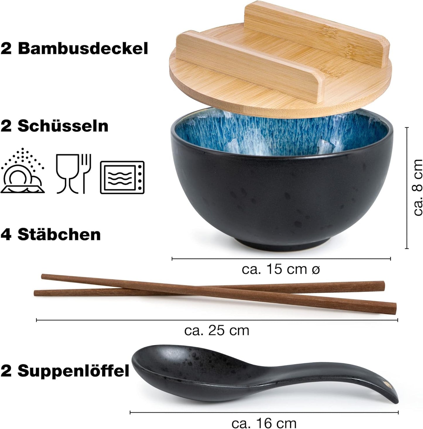 Ramen Schüssel Set, 2x Schale