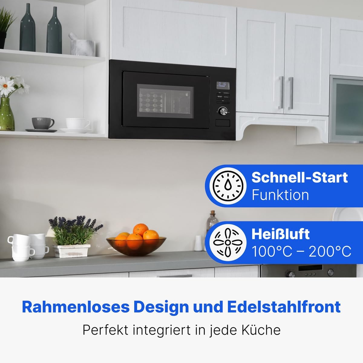 Einbaumikrowelle mit Grill und Heissluft MWG 3001 H EB, Schwarz
