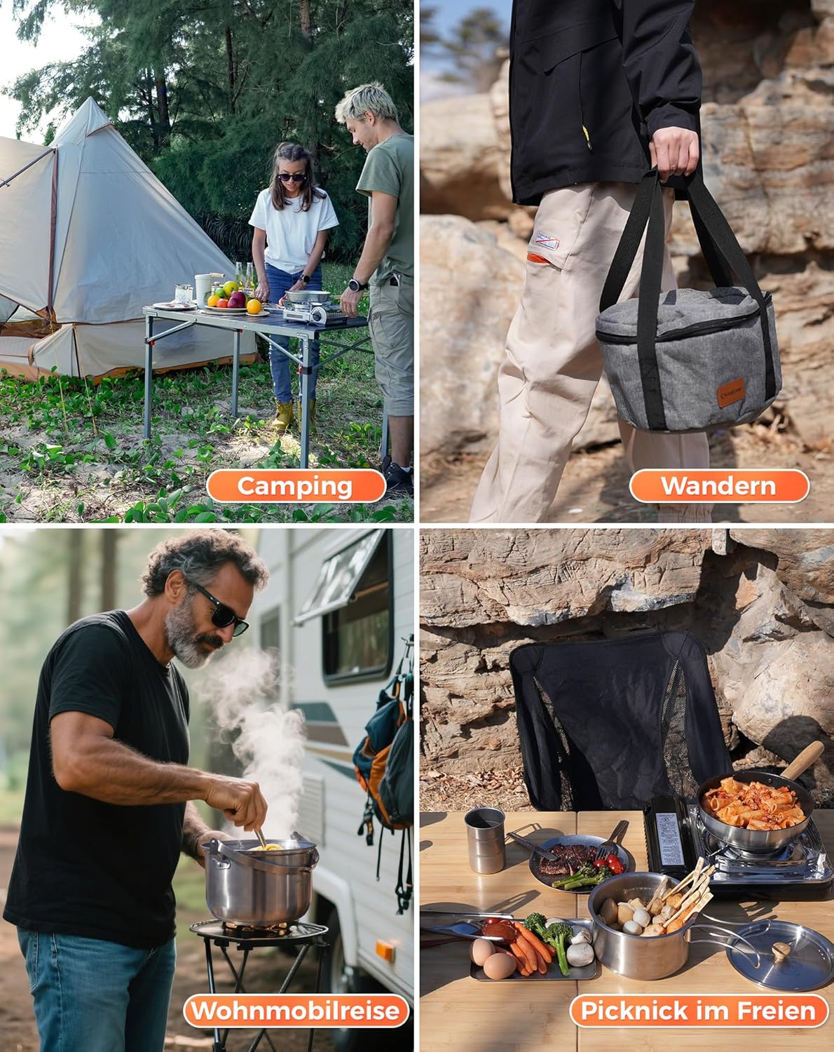 4-teiliges Camping-Kochgeschirr-Set, 4-teiliges set