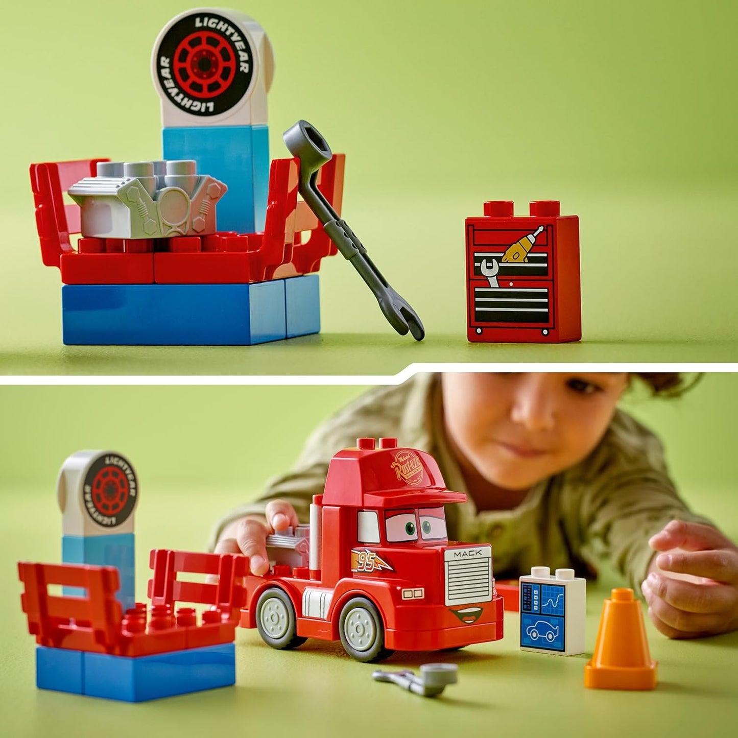 Duplo Cars Mack Truck beim Rennen