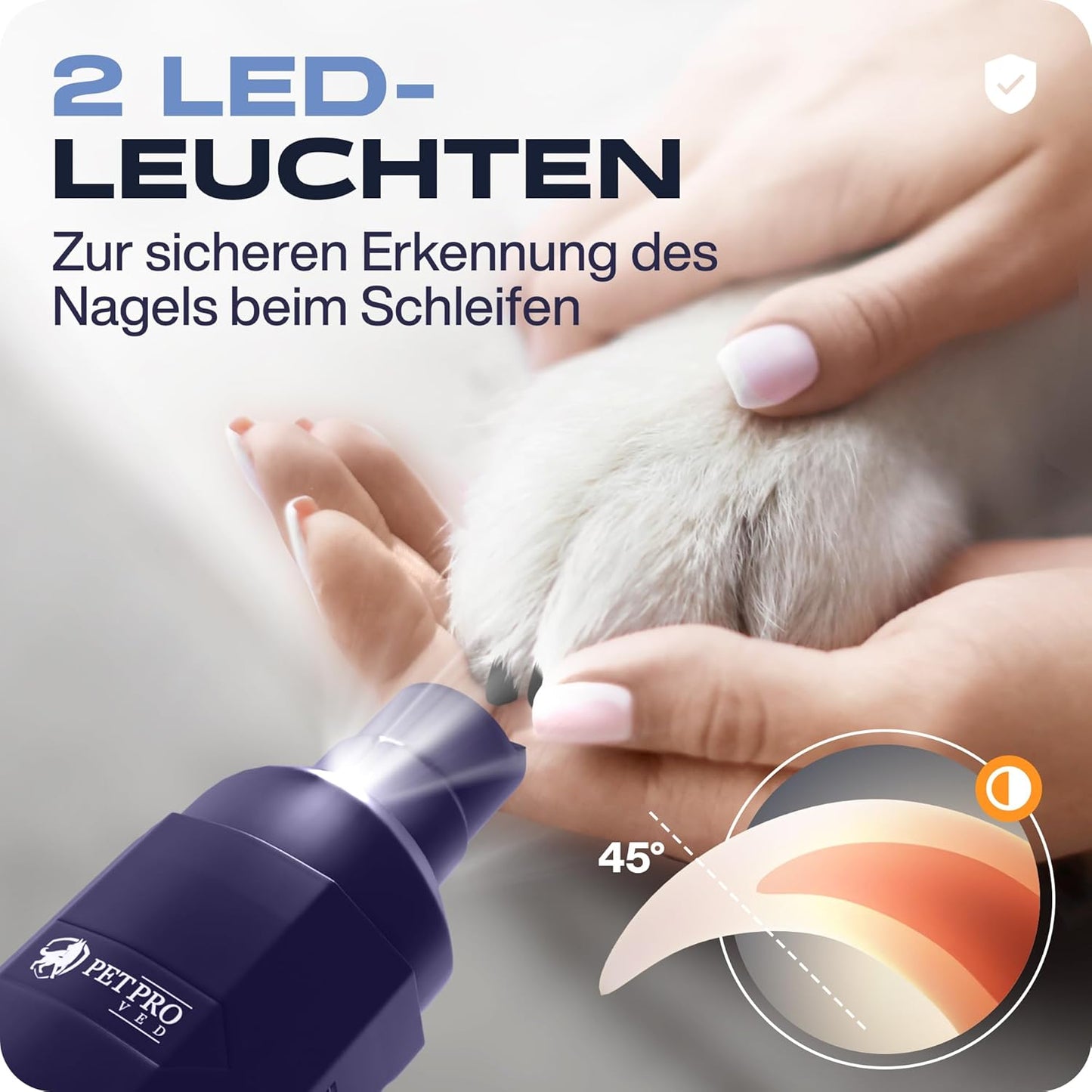 Elektrischer Krallenschleifer mit LED-Licht, Violett