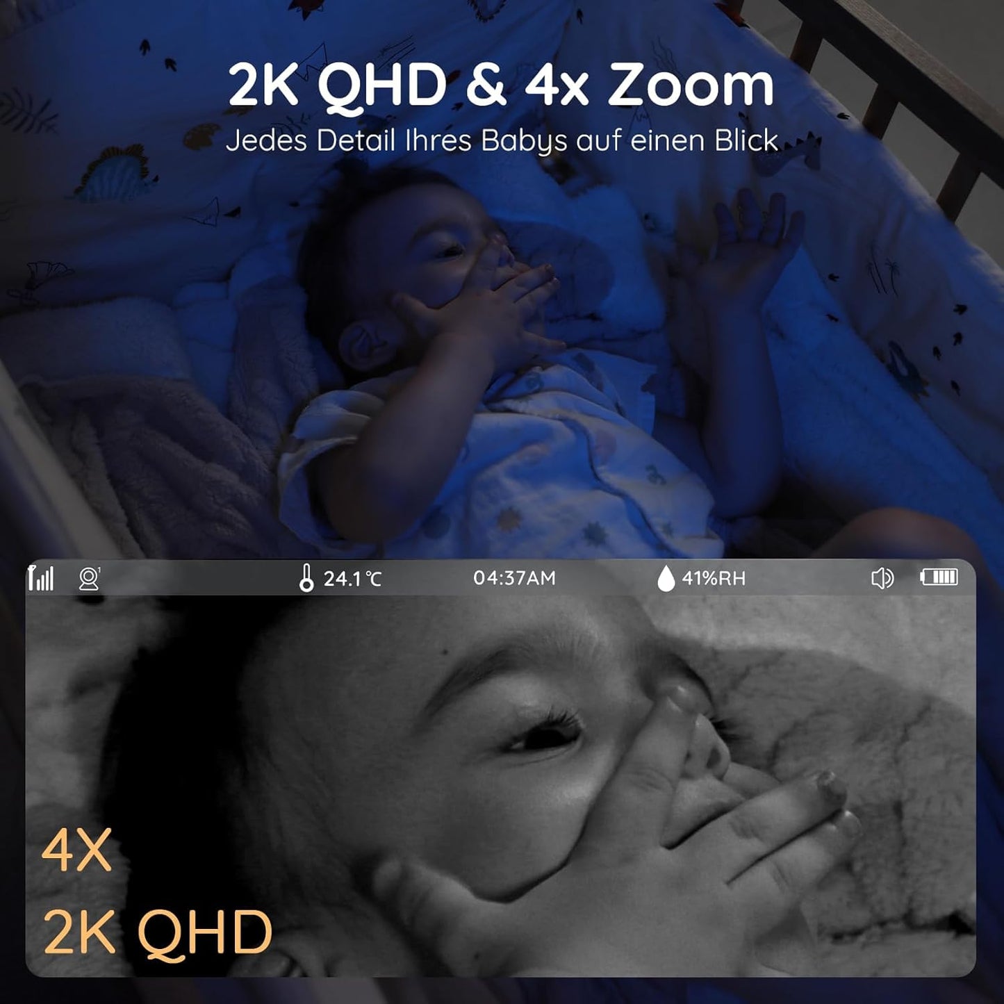 Babyphone mit Kamera und 360°-Bewegung, Babyphone mit 1 Kamera