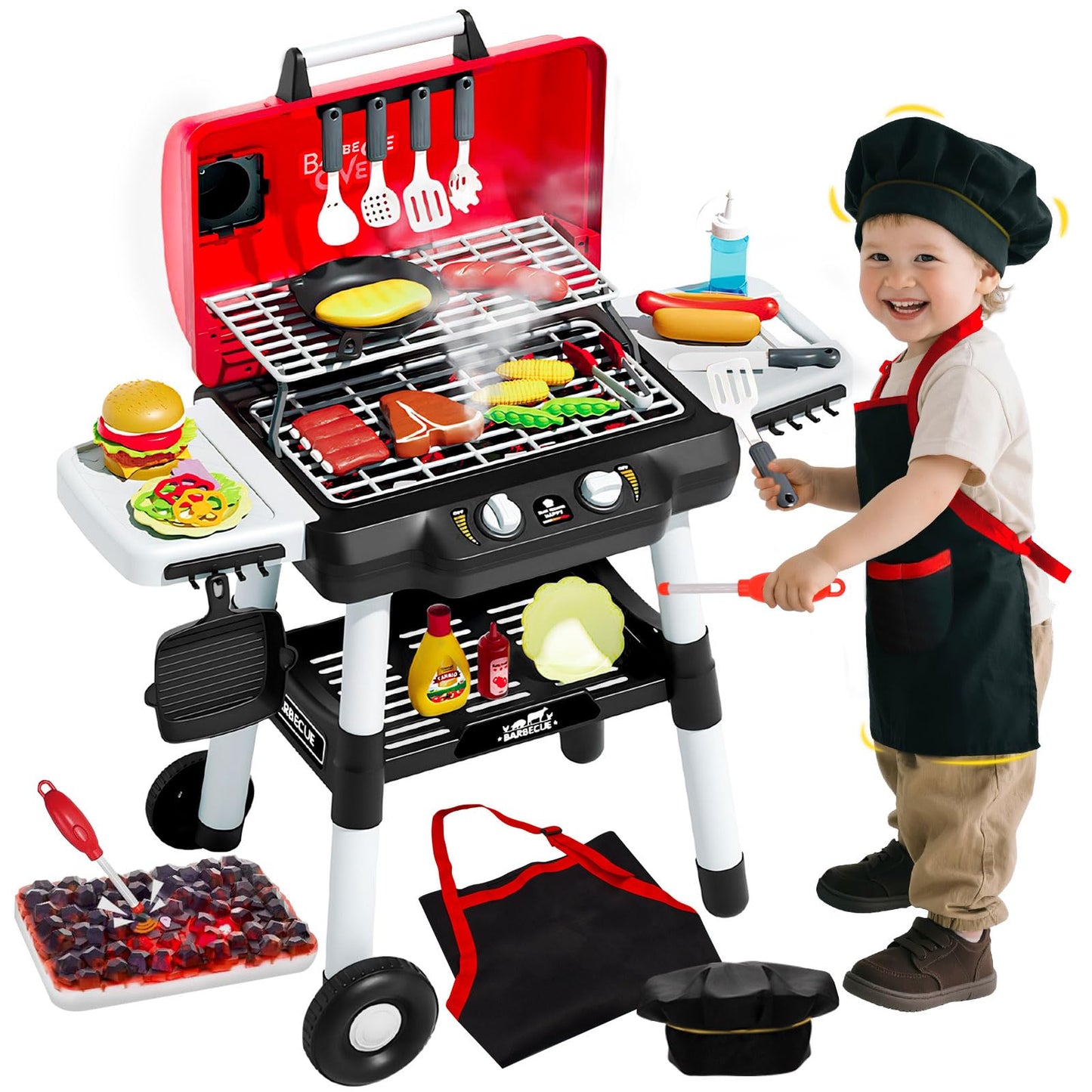 Kinder Barbecue Grill Spielset mit Rauch & Licht