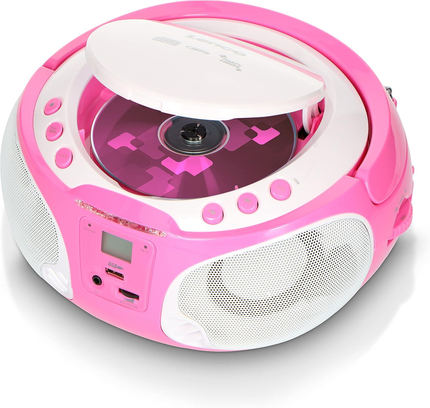 Tragbare Kinder-Boombox mit Karaoke-Funktion, mit Karaoke pink SCD-650 mit Mikrofon