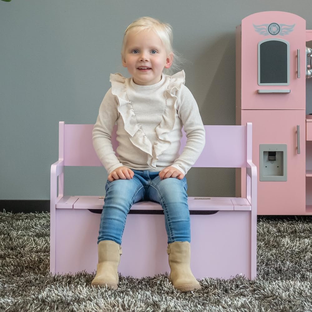 Kindersitzbank mit Aufbewahrungskiste, Rosa