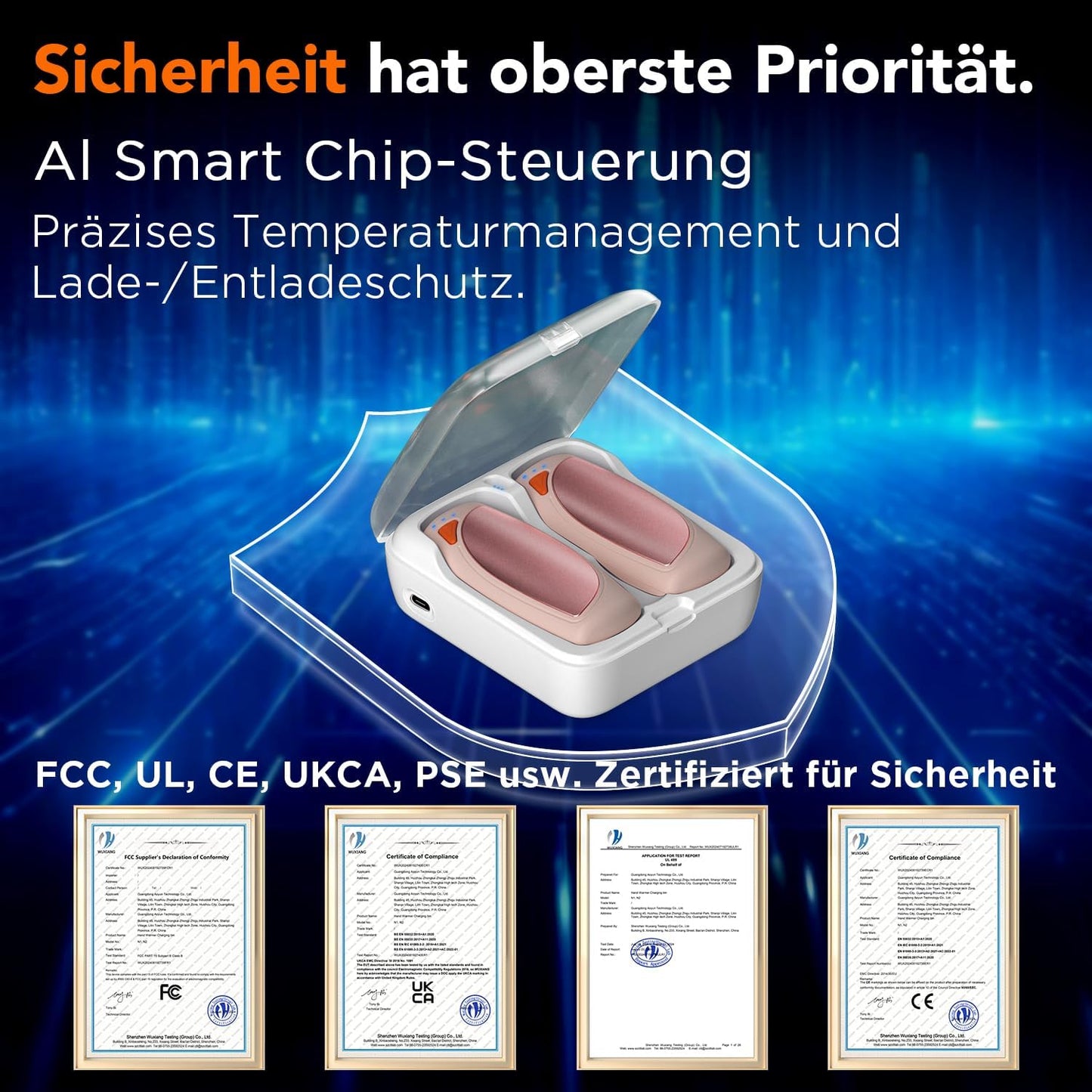 Elektrische Handwärmer mit Ladecase, Rosa