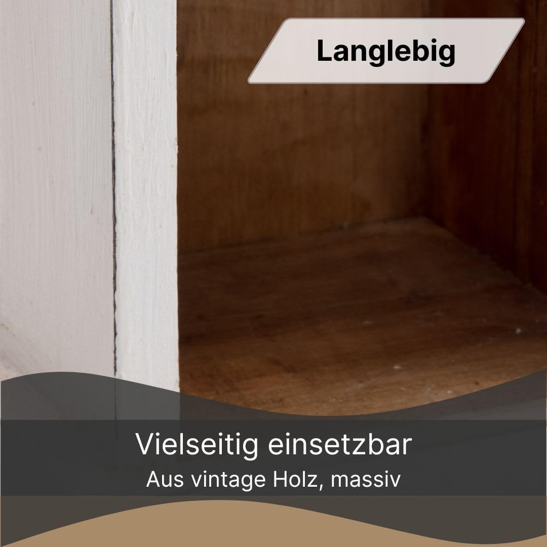 Rustikales Holz-CD-Regal mit 4 Fächern, 06 Weiß-landhaus