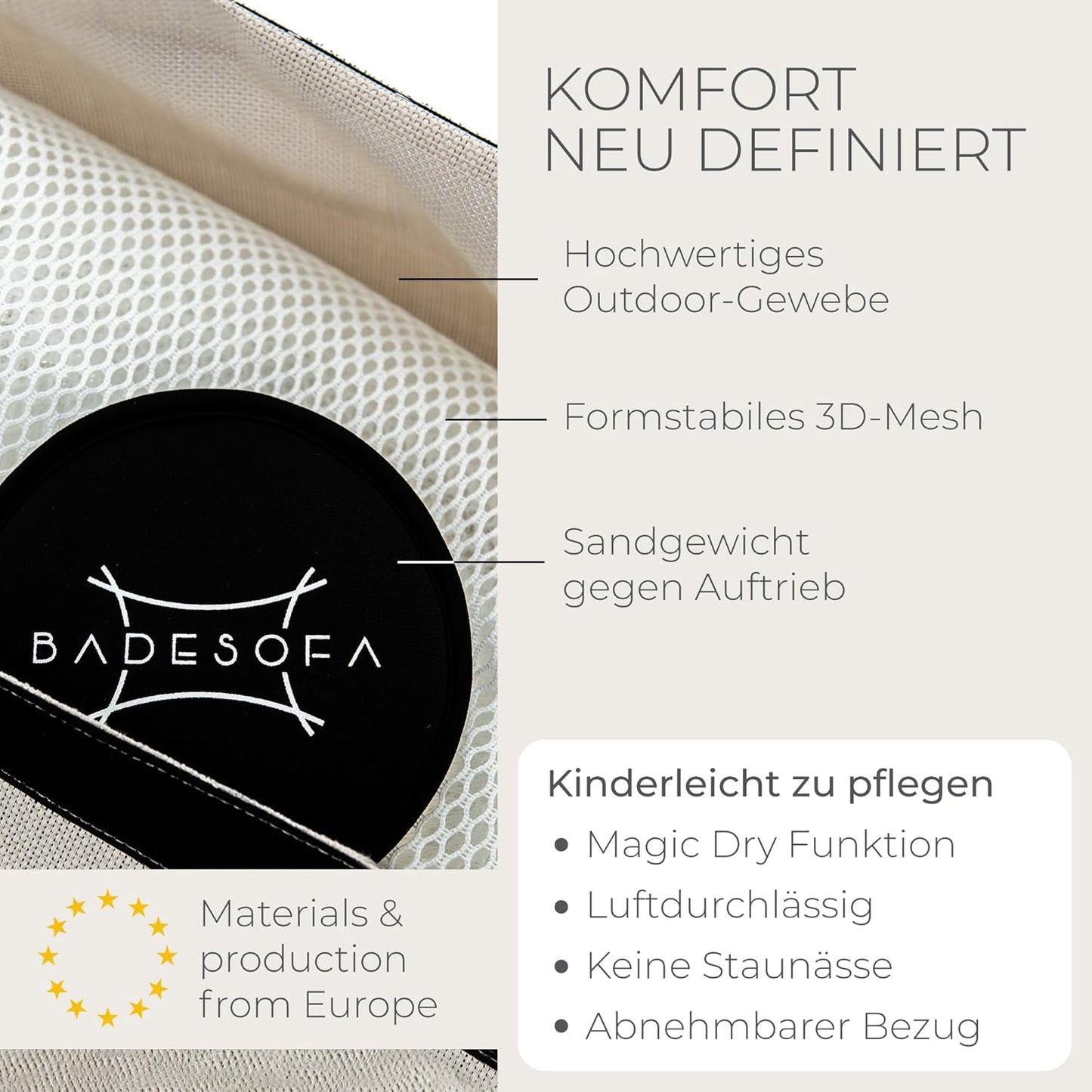 Badewannen-Kissen schnelltrocknend, waschbar, Perlmutt Small