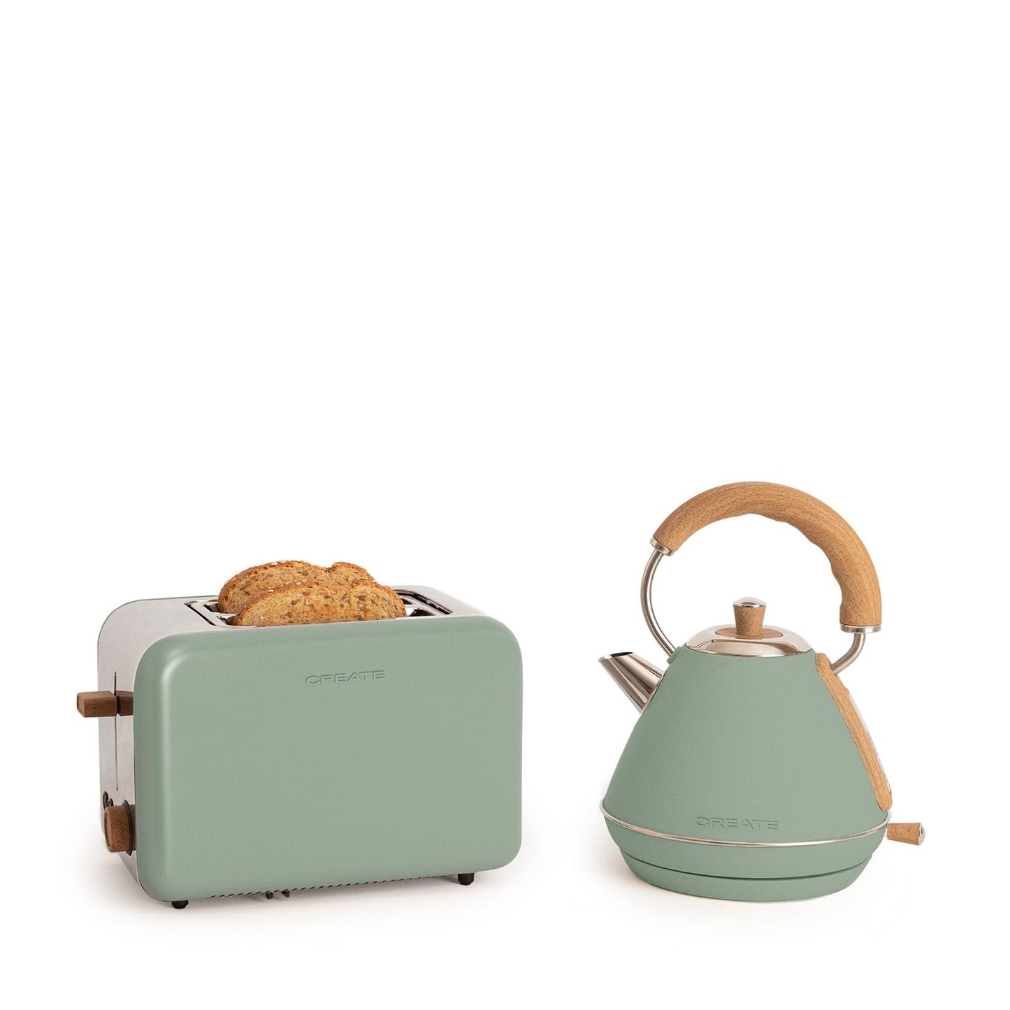 Retro Toaster und Wasserkocher Set, 1L - Retro Grün-sage
