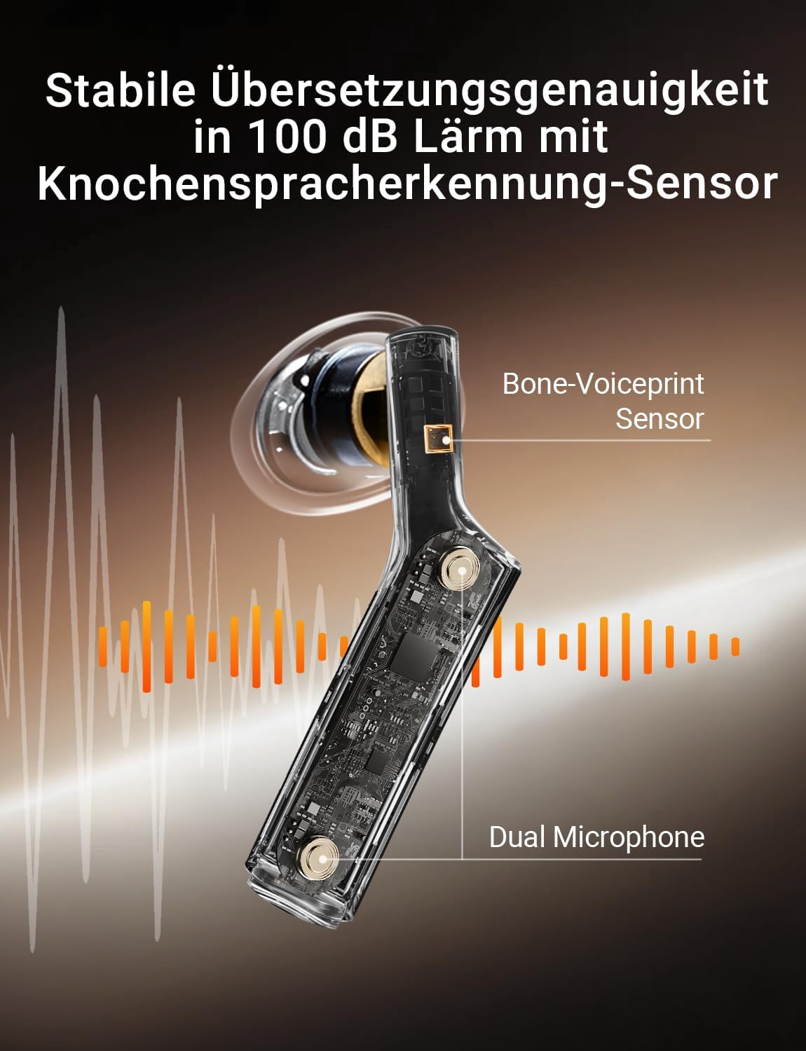 AI Übersetzer-Kopfhörer mit Simultanübersetzung, blau