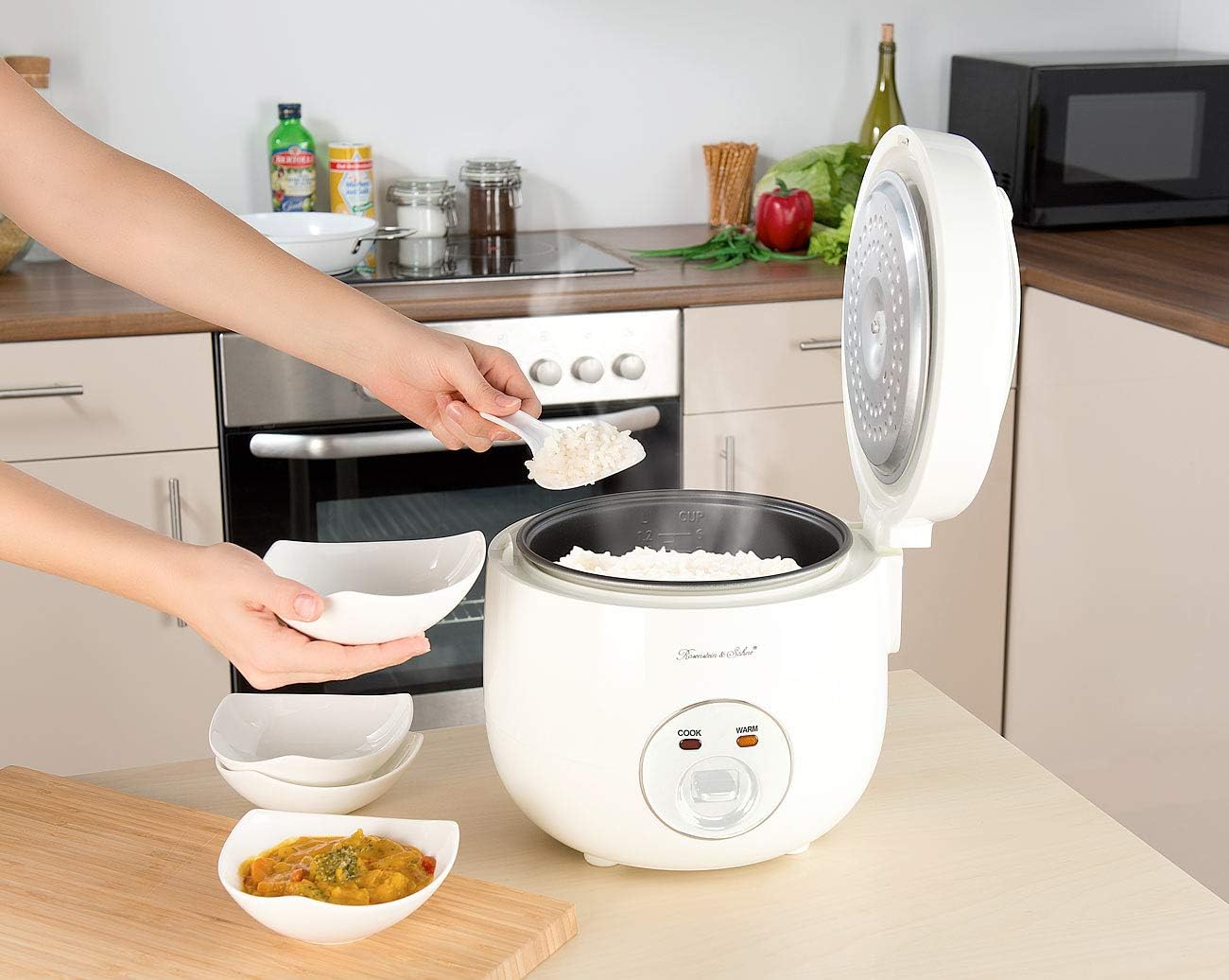 Reiskocher mit Warmhalte-Funktion & Dampfgar-Einsatz