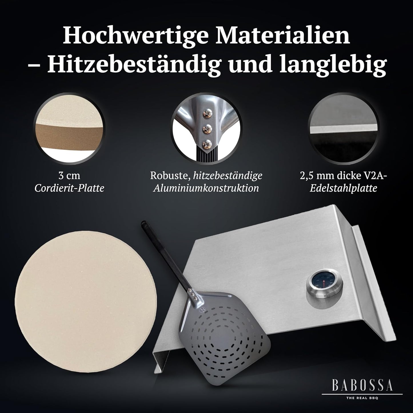 Pizzaset für Grill inkl. Pizzastein & Schieber, Pizzaset Basic