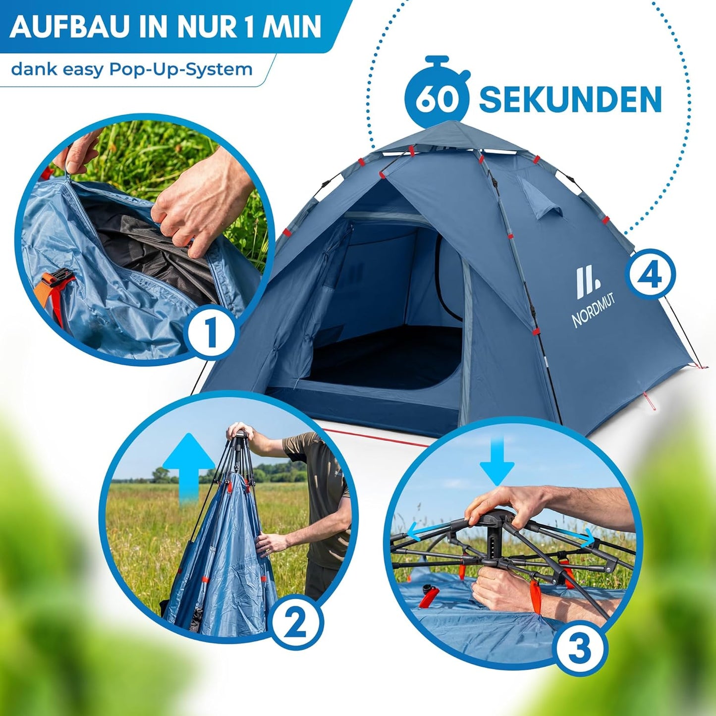 Wasserdichtes Pop-up-Wurfzelt, Blau