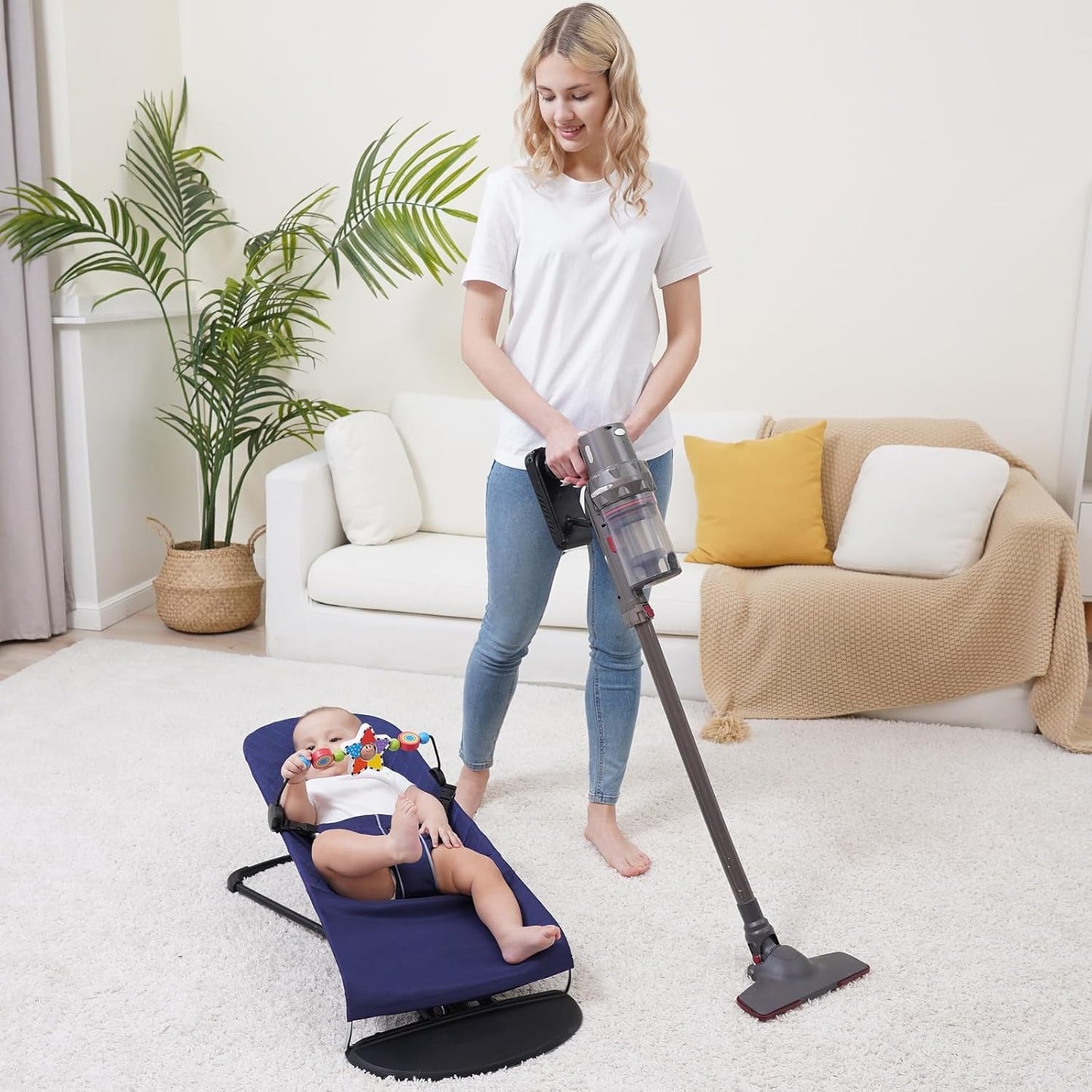 Baby-Bounzer Spielzeugbogen für BabyBjörn Bliss und Balance Soft, Weiss/Opulenter Garten