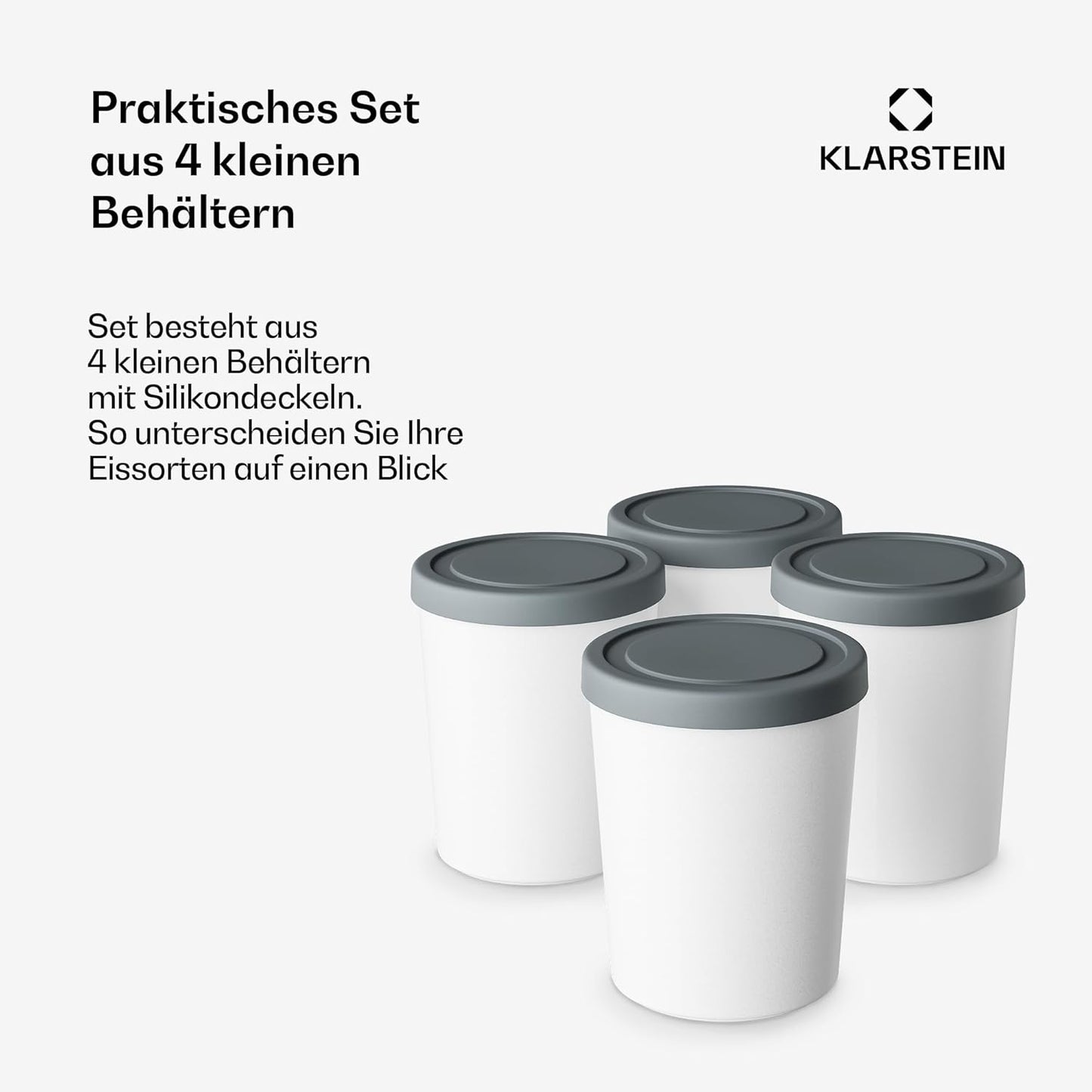 Eisbehälter 4er-Set für Speiseeis, 180ml Behälter