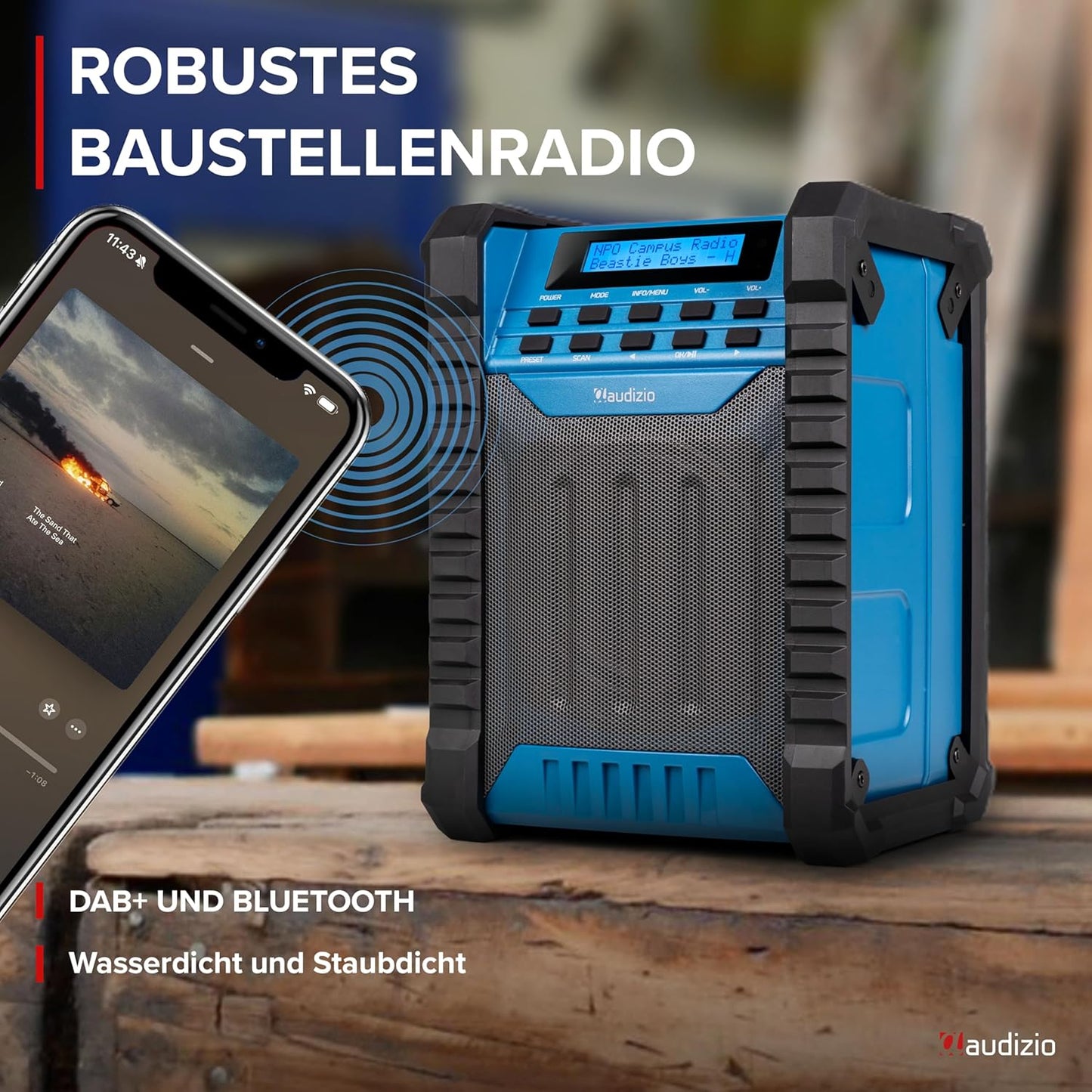 Baustellenradio DAB+ mit Bluetooth, Jobsite