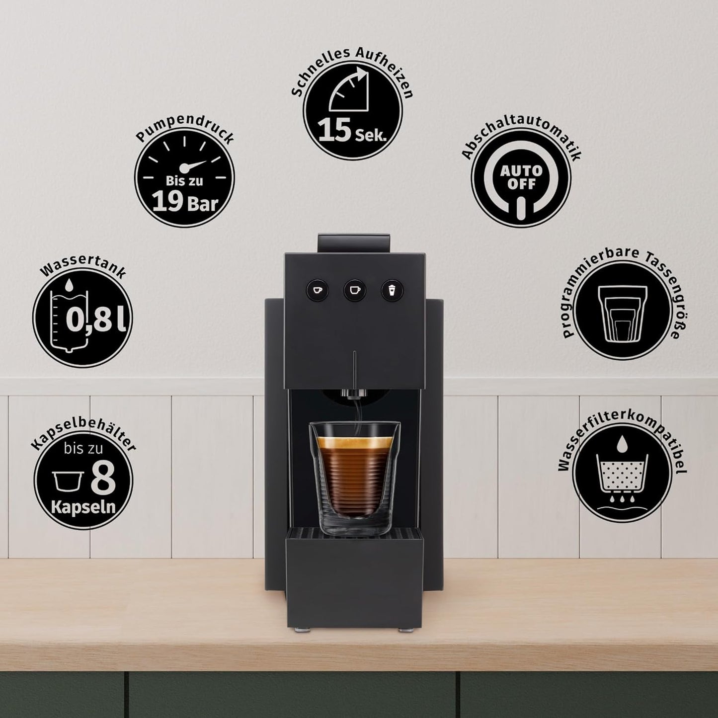 Kapselmaschine, Schwarz