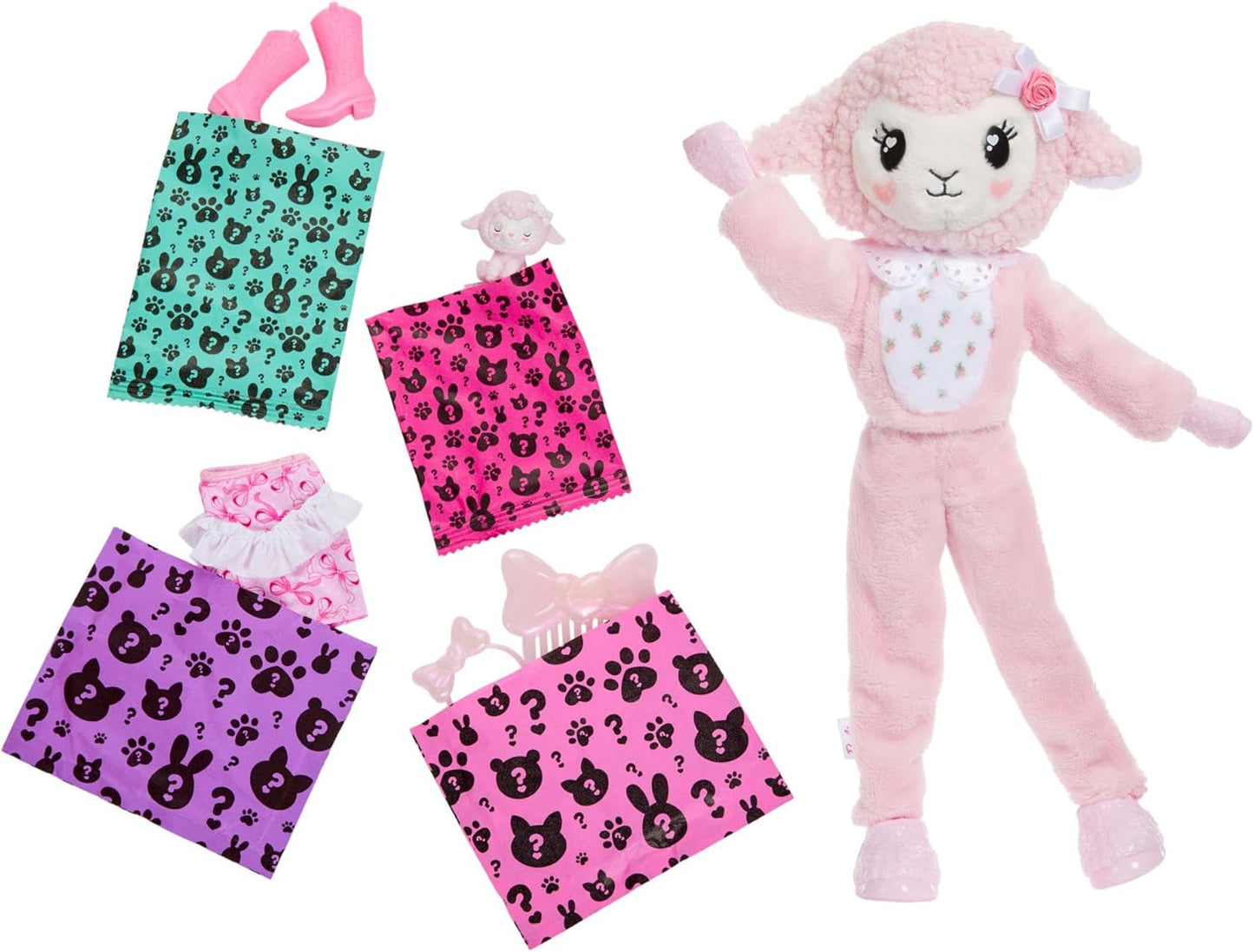 JJP66 Cutie Reveal Puppe mit Überraschungen & Mini-Haustier, Rosa