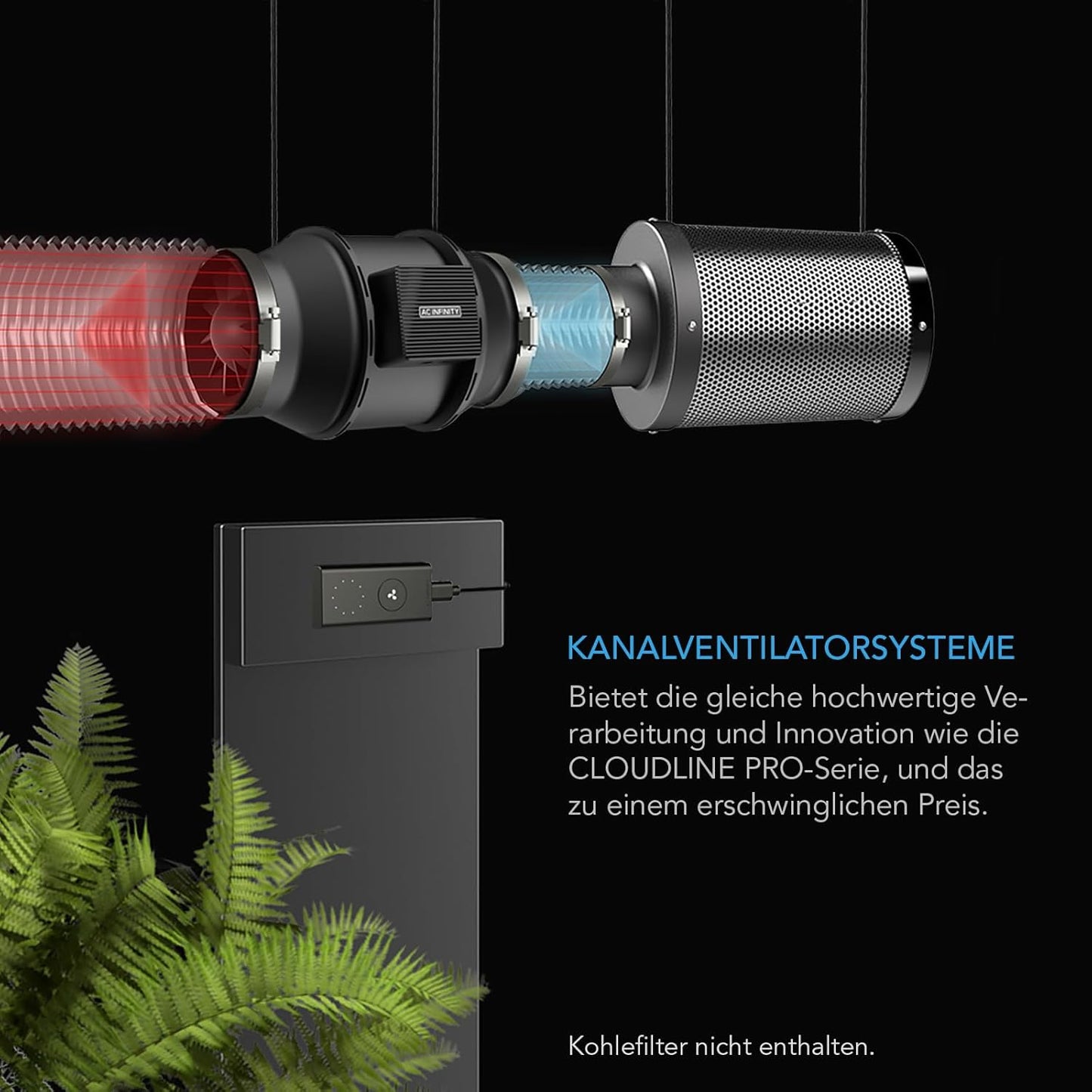 Leises Inline-Lüftersystem mit Drehzahlregler, A6 Speed Controller