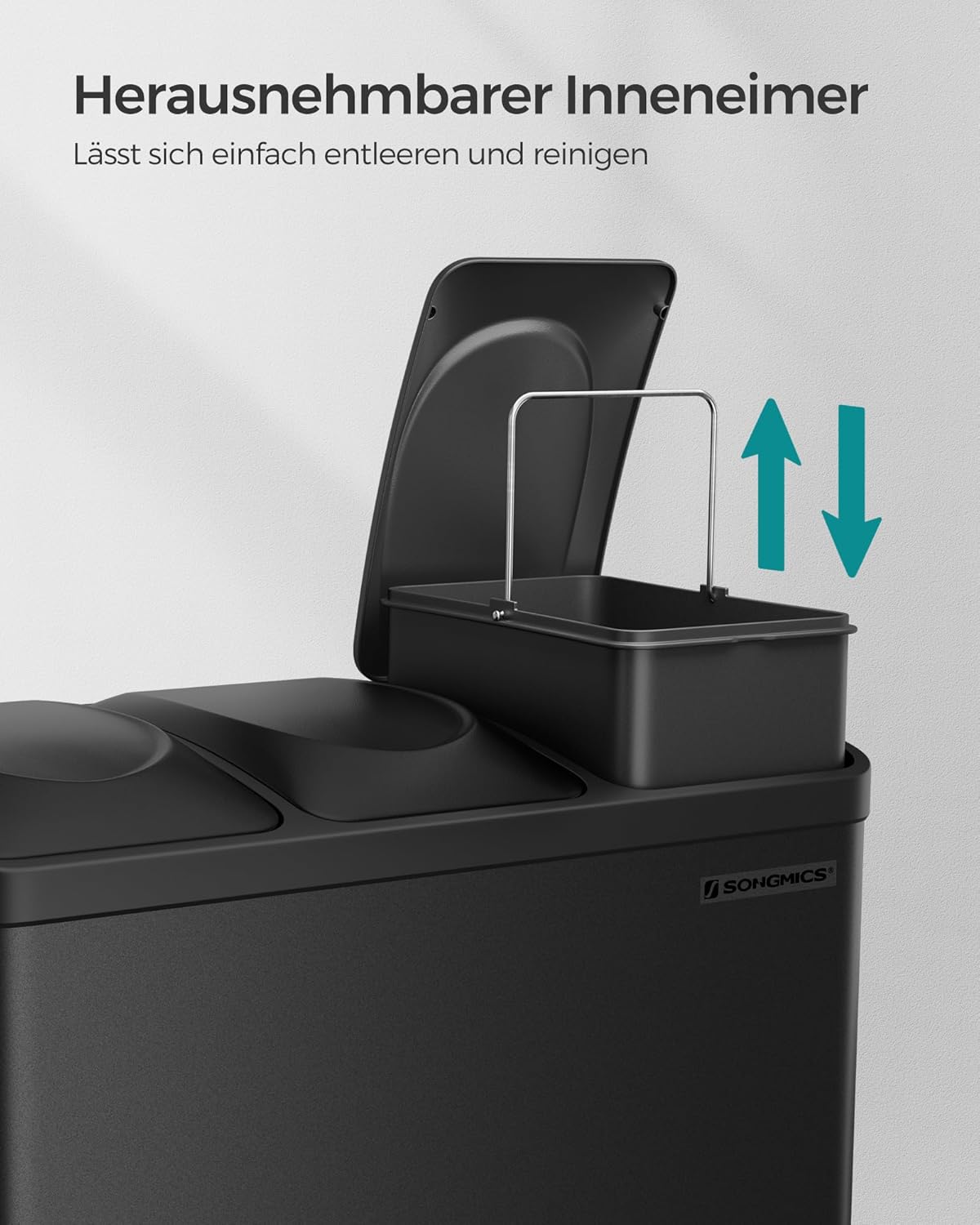 Mülltrennsystem Treteimer Janitor (3 x 15 Liter), Tintenschwarz