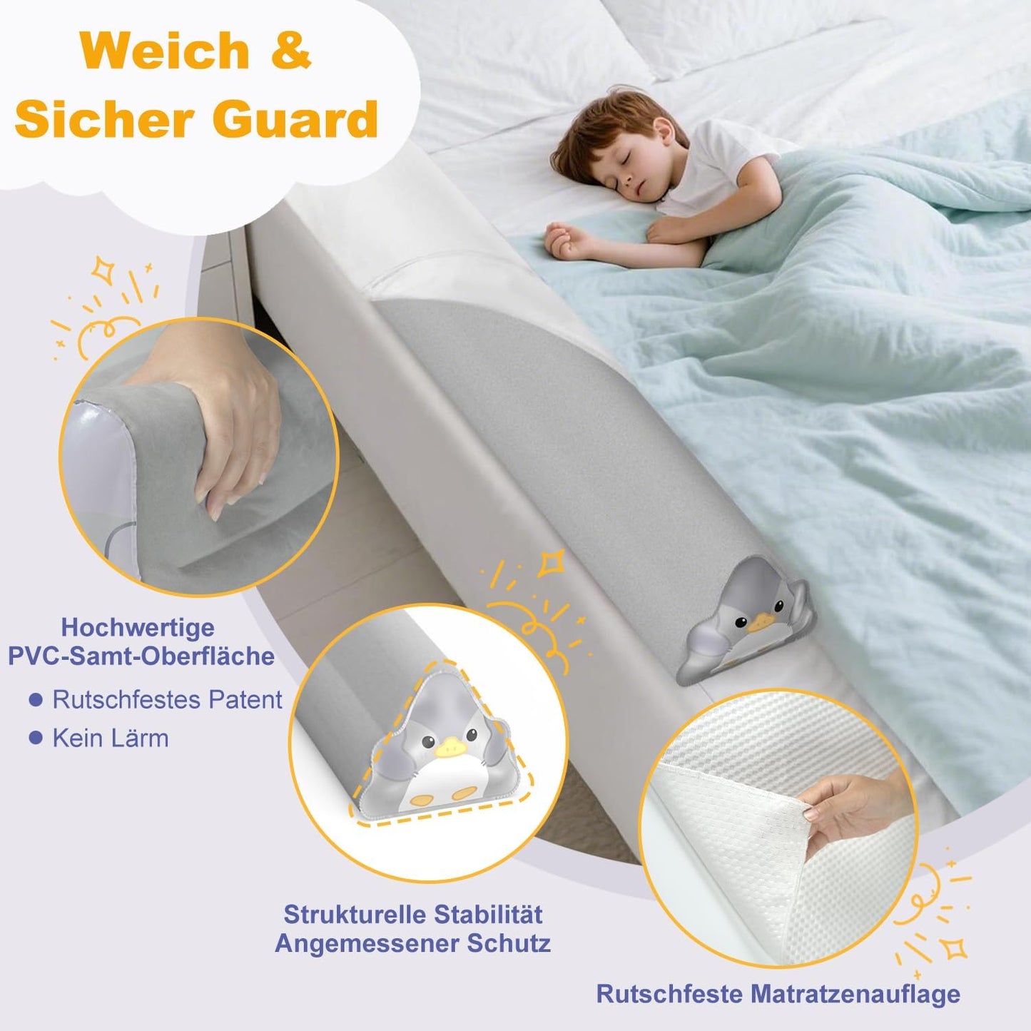 Aufblasbarer Rausfallschutz für Kinderbett (2er Set), 130cm -2er Set
