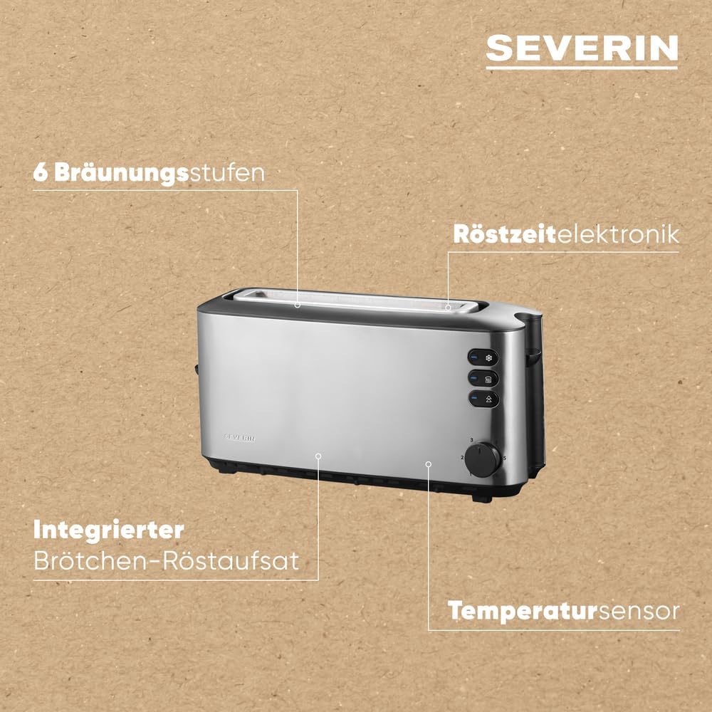 Automatik-Langschlitztoaster mit Brötchenaufsatz, 1 Langschlitz-Röstkammern ; Single