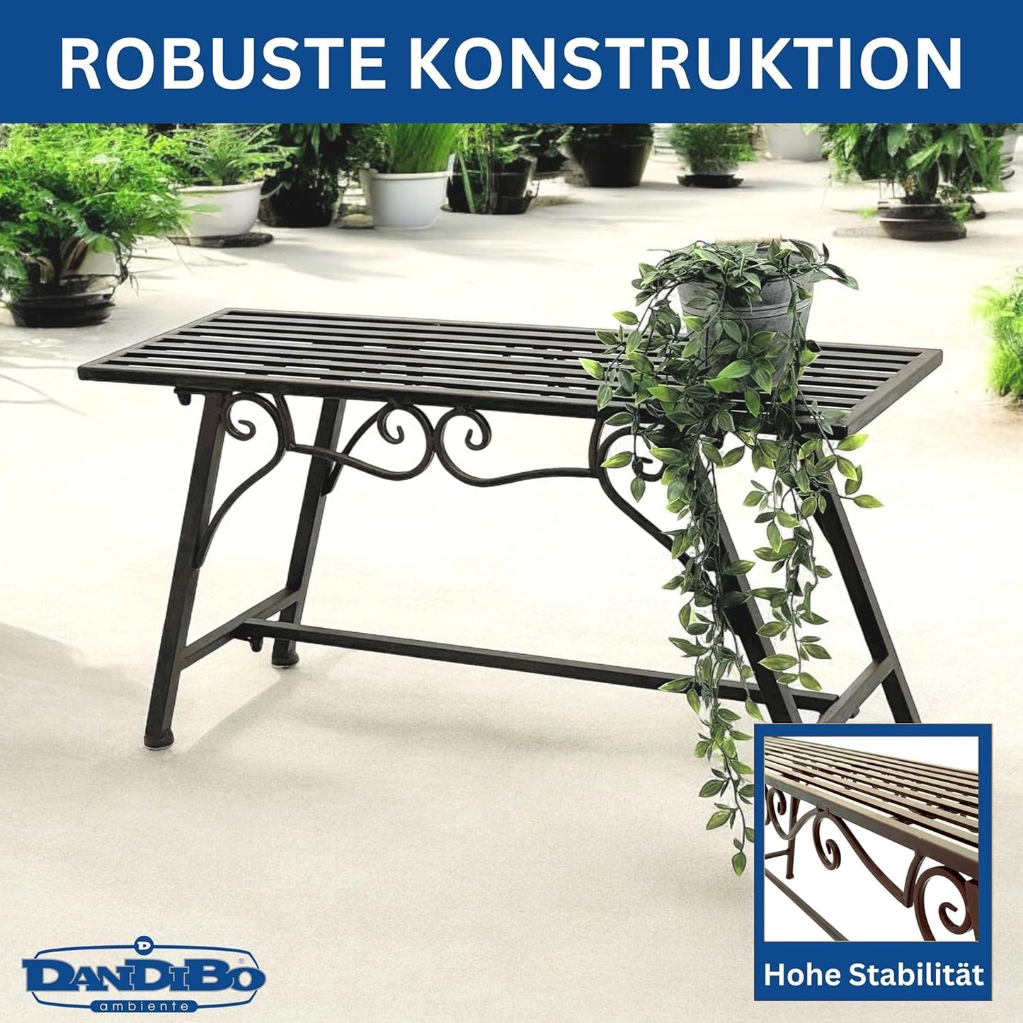 Wetterfeste Antik-Design Gartenbank Cucciu S, 83 cm x 27 cm x 45 cm