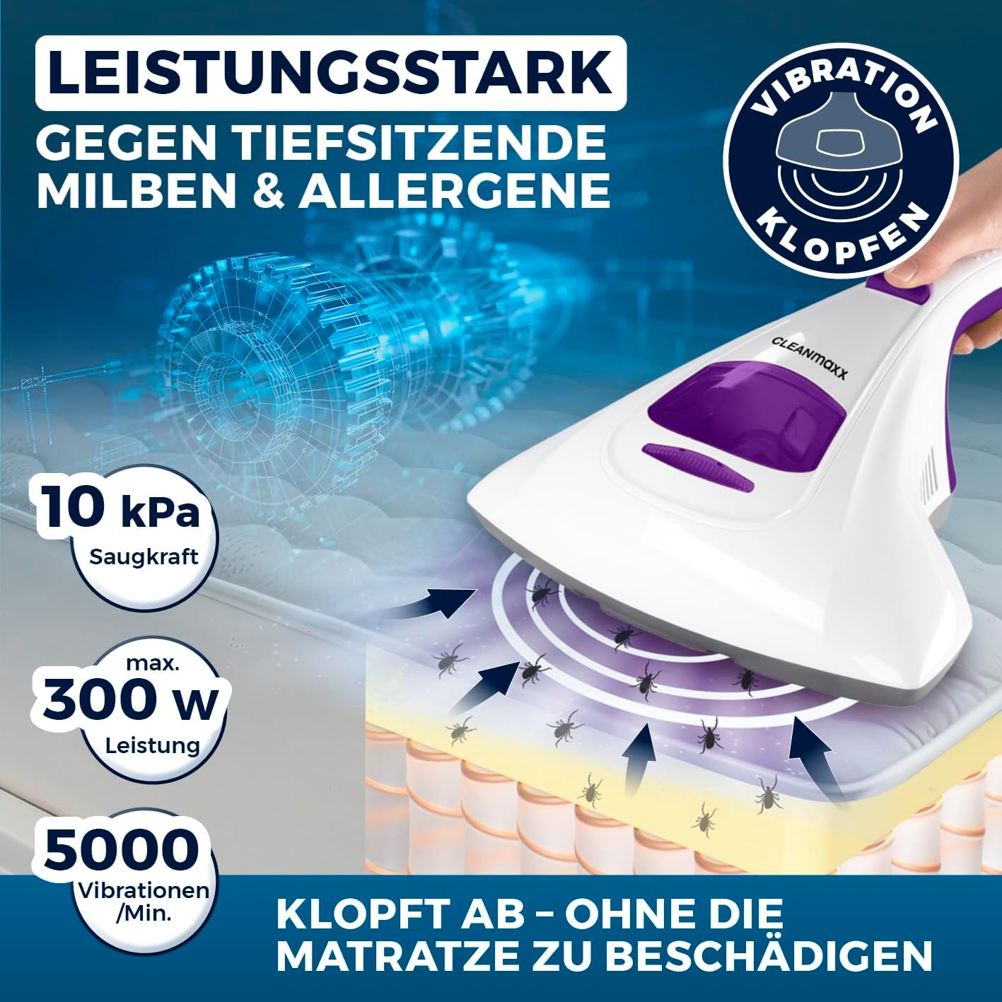 Milbensauger mit UV-C-Licht & EPA-Filter, Classic + 2 Filter Lila