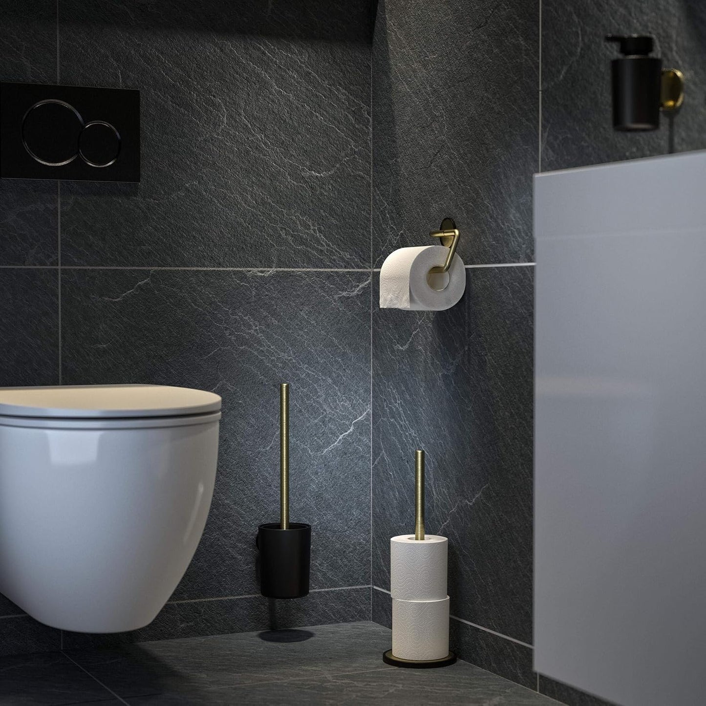 Tune Reserverollenhalter für Toilettenpapier, Messing Gebürstet/Schwarz