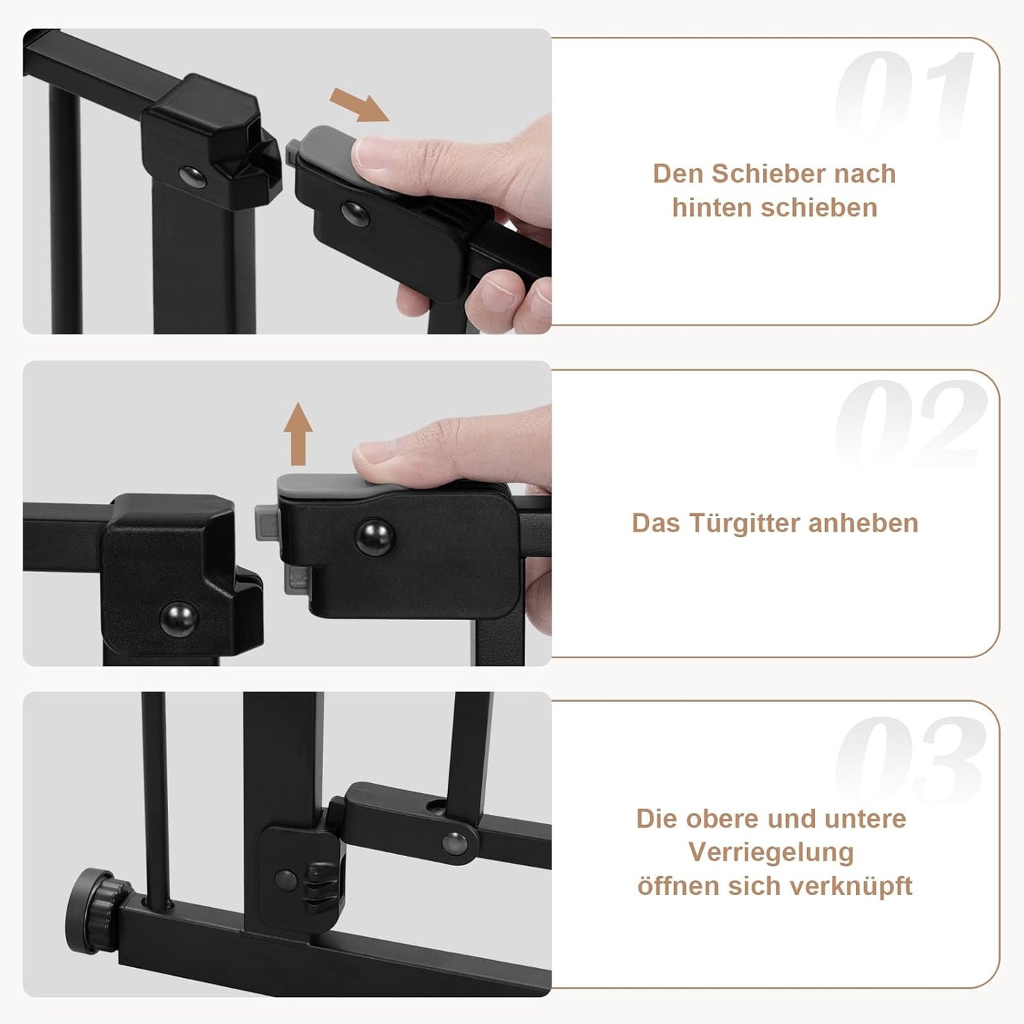 Treppenschutzgitter, Auto-Close & beidseitig schwenkbar, 75-87cm Schwarz