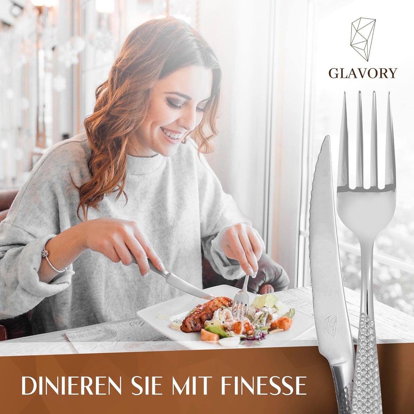 Aurora Besteck-Set (30-teilig, spülmaschinenfest), Silber 30