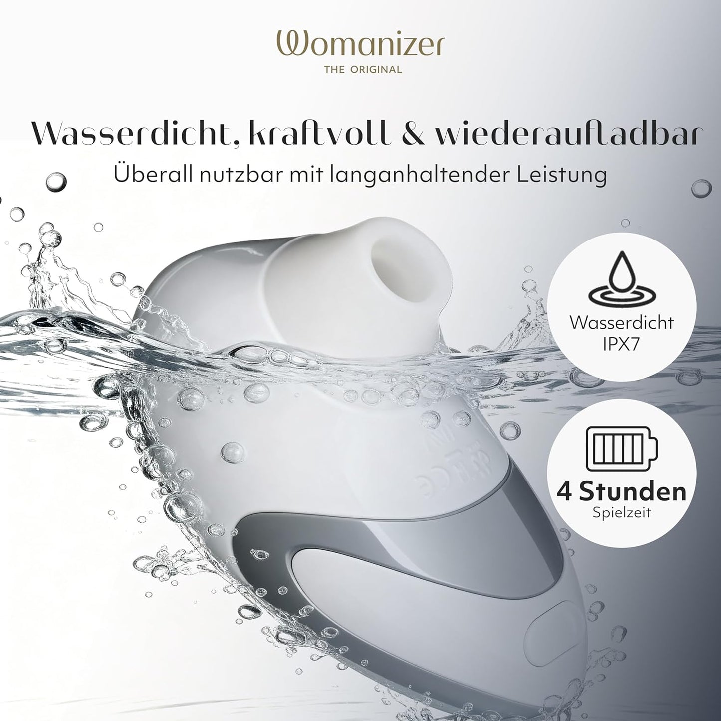 Pro W500 Klitoris-Stimulator, 12 Intensitätsstufen, Weiss, Chrome 1 Stück (1er Pack)