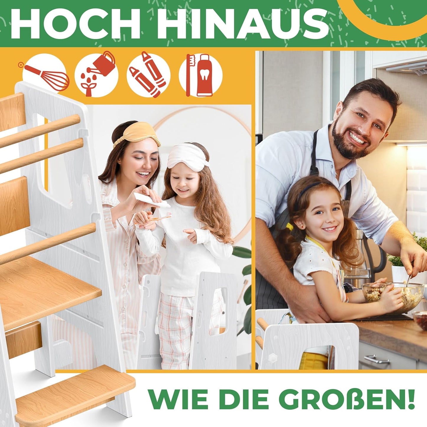 Lernturm mit Lernuhr, höhenverstellbar, Weiss & Kiefer