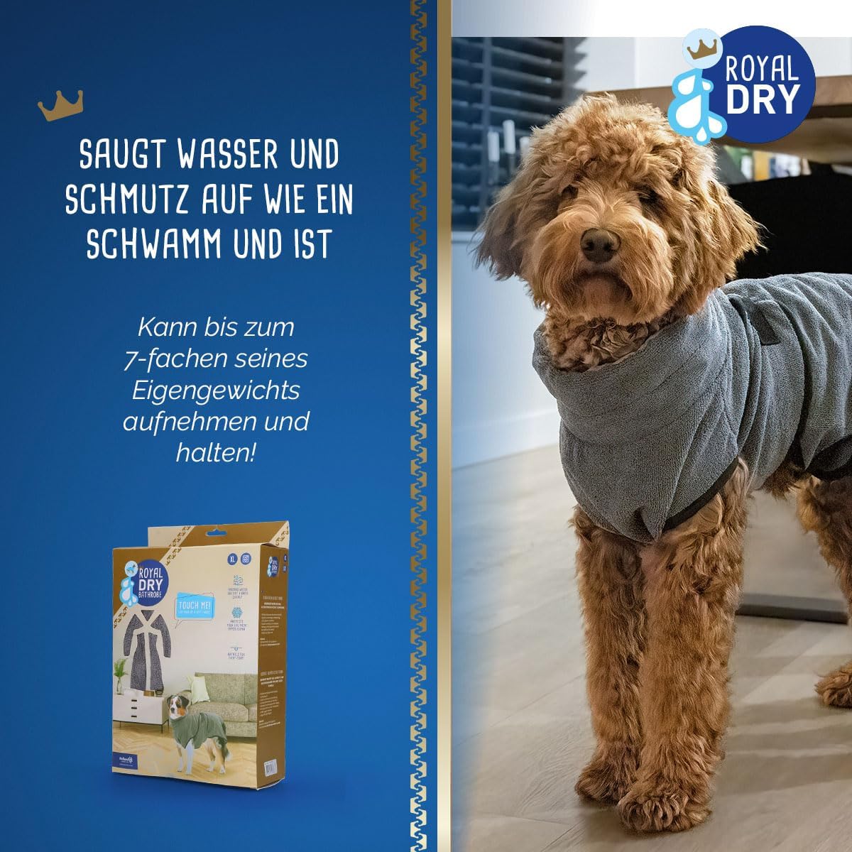 Schnelltrocknender Hundebademantel, XL