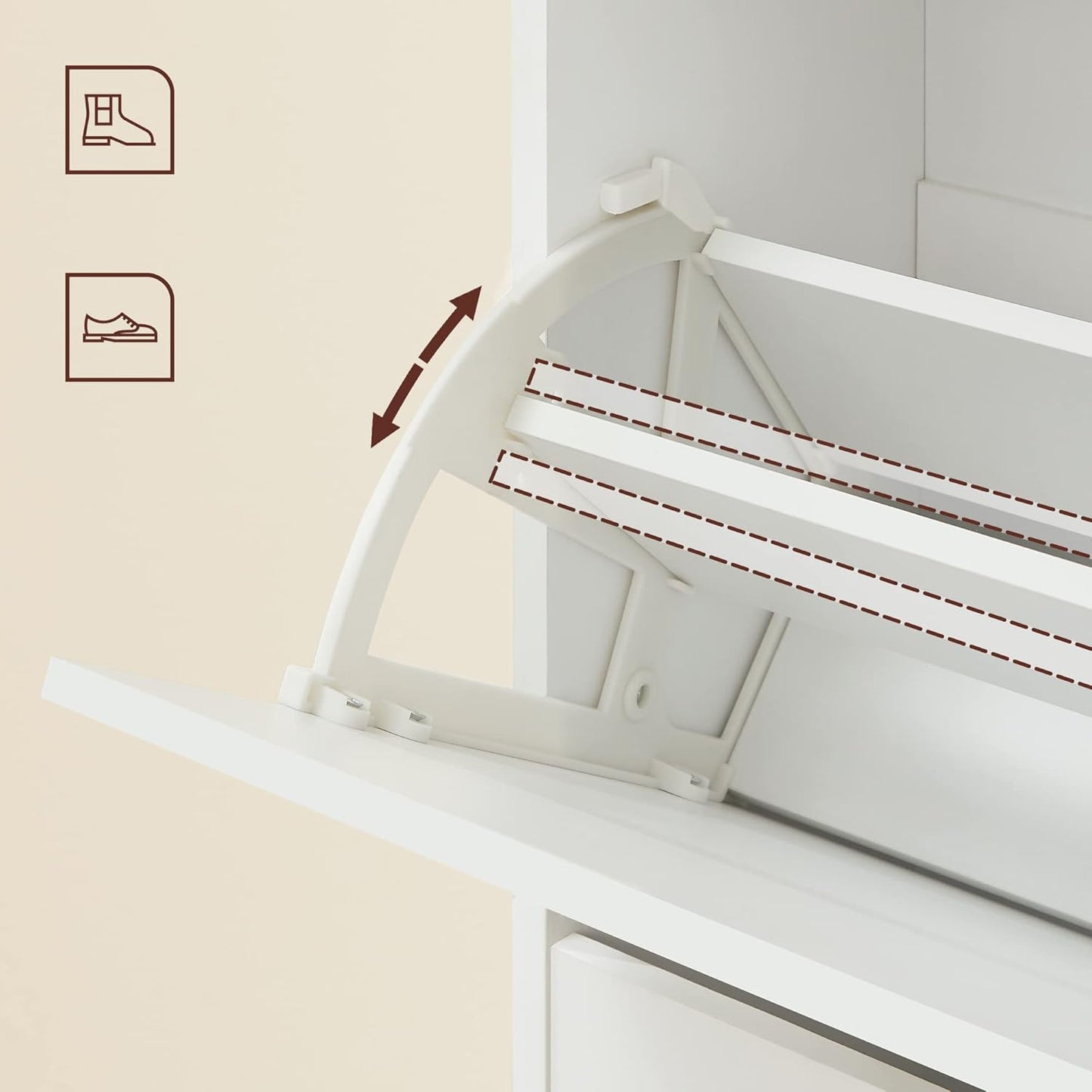 Schuhschrank mit 3 Klappen, Weiss 60 x 24 x 120 cm