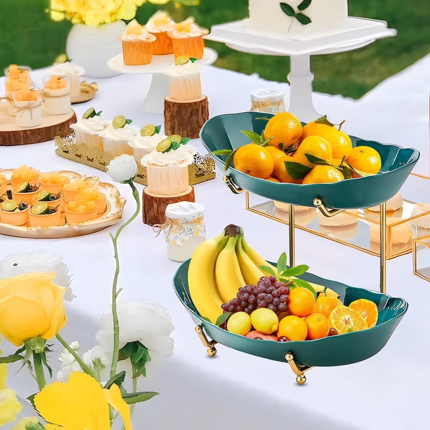 2-stöckige Etagere für Obst, Grün