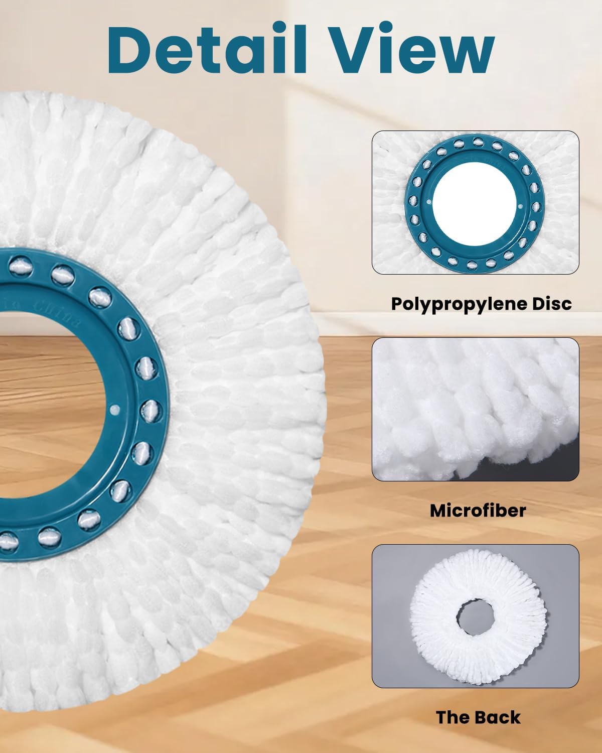 6 Stück Ersatzkopf für Clean Twist Disc Mop