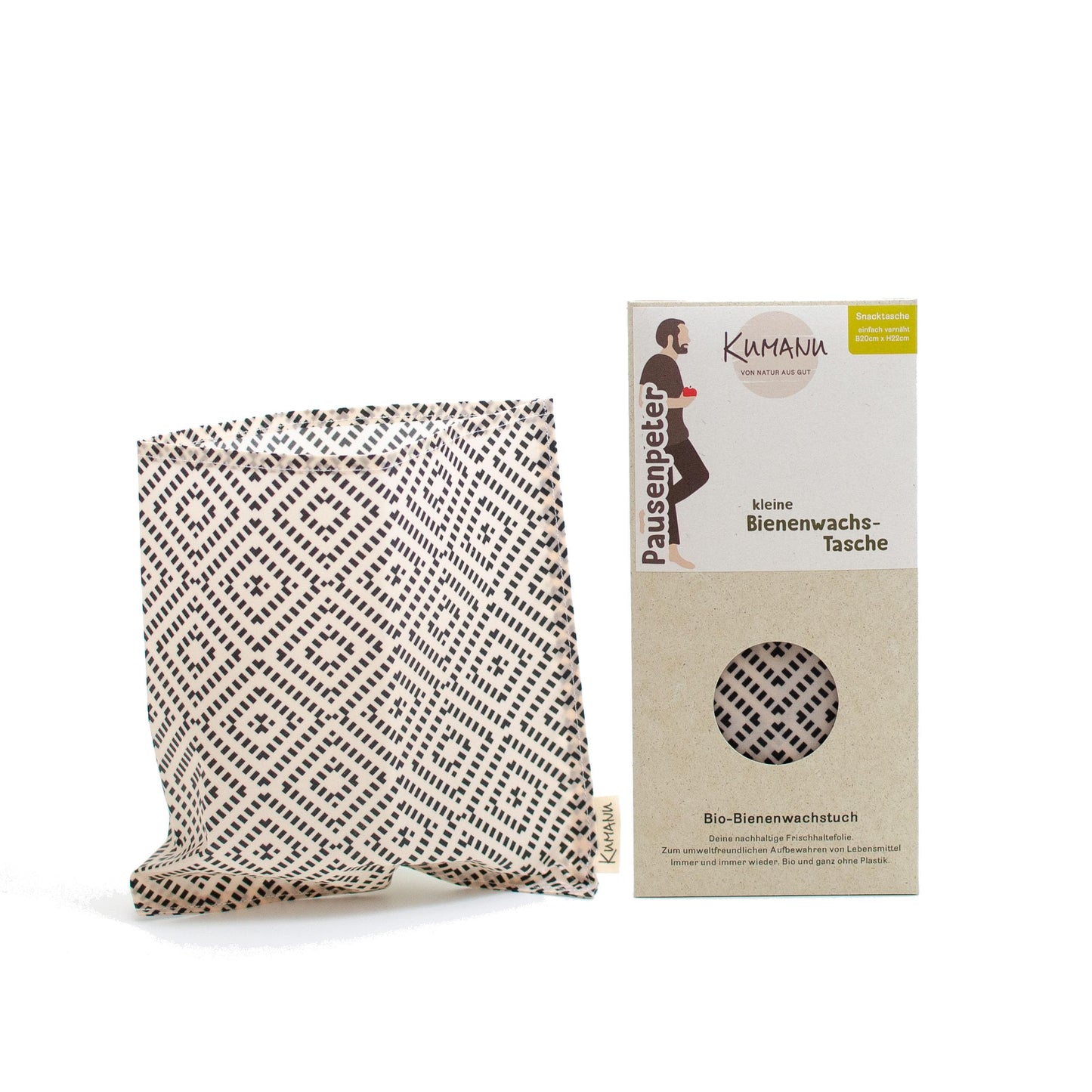 Bio-Bienenwachstuch - Snacktasche Pausenpeter, Raute