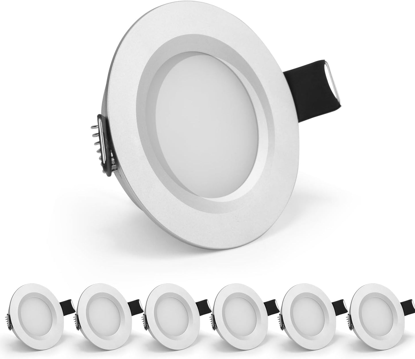 6er-Pack LED Einbaustrahler-Set, dimmbar, Silber / 6 X Spot (Ohne Trafo)