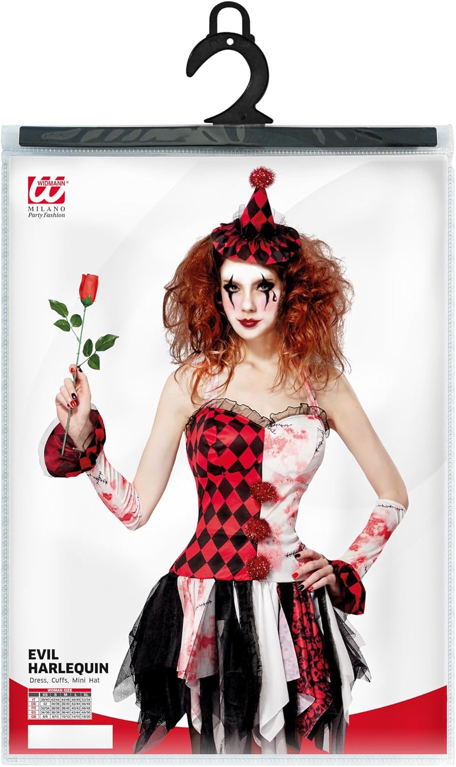 Kostüm Horror Harlekin für Halloween (XL), XL