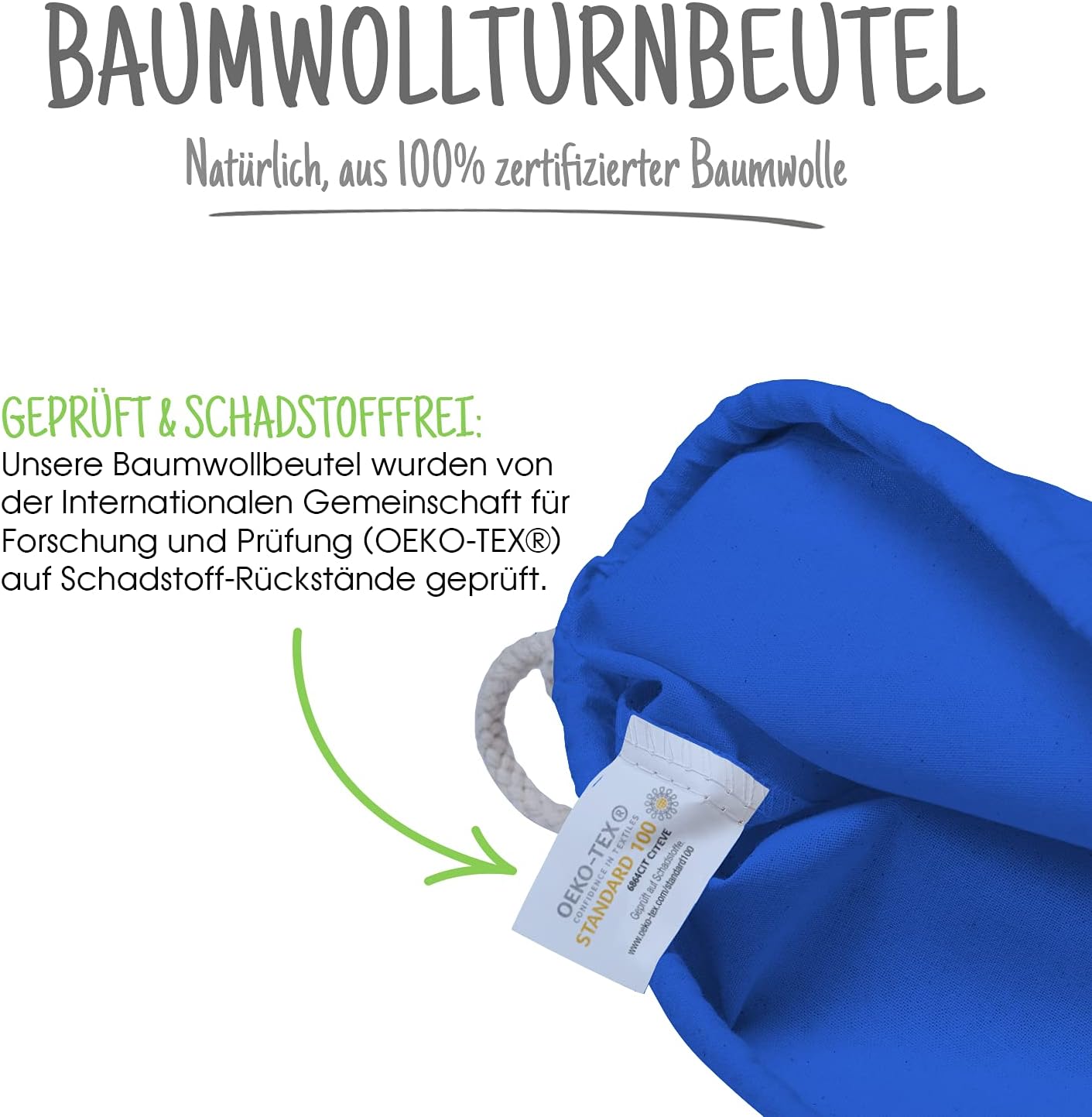 10er-Set Turnbeutel, Royalblau 38 x 42 cm