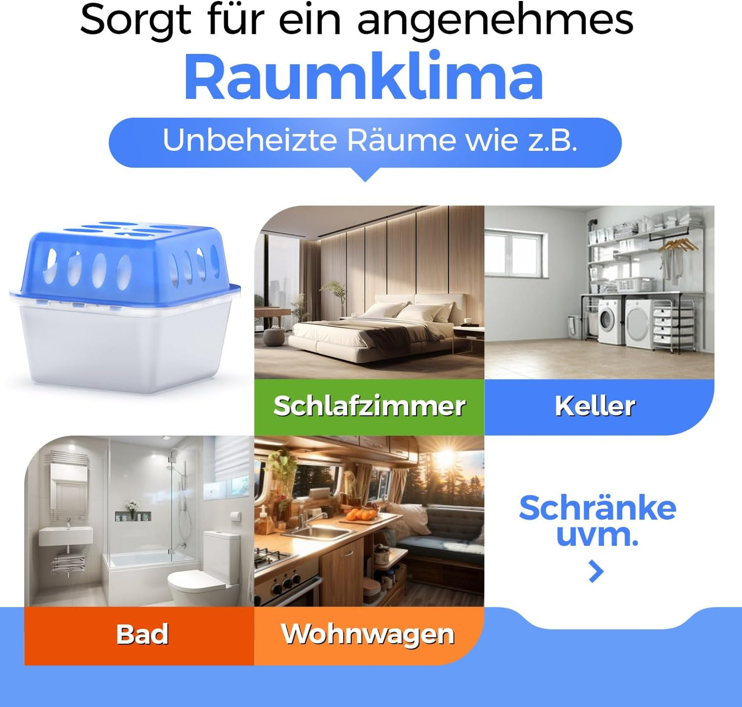 Luftentfeuchter mit Nachfüllpacks, 4x Luftentfeuchter + 9x Nachfüllpacks
