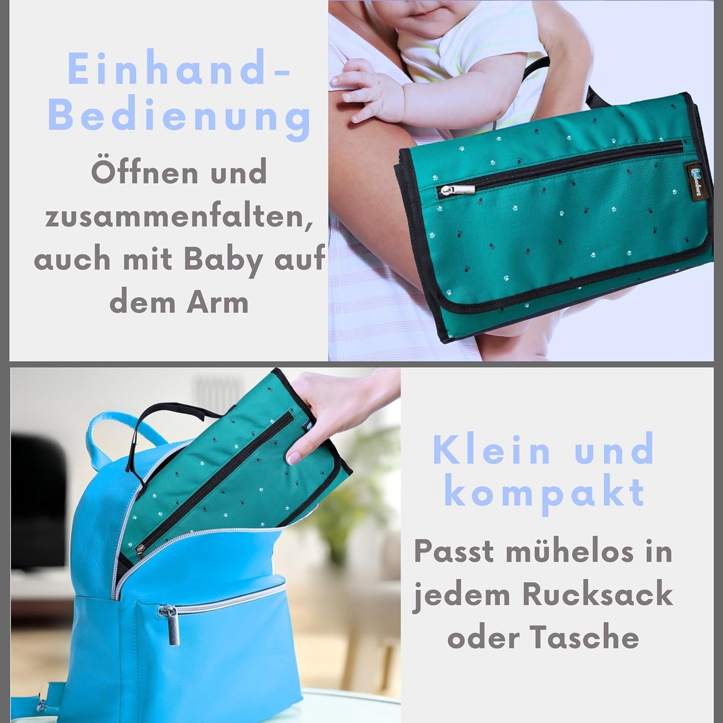 Windeltasche mit XL Wickelunterlage, GREENFEETS