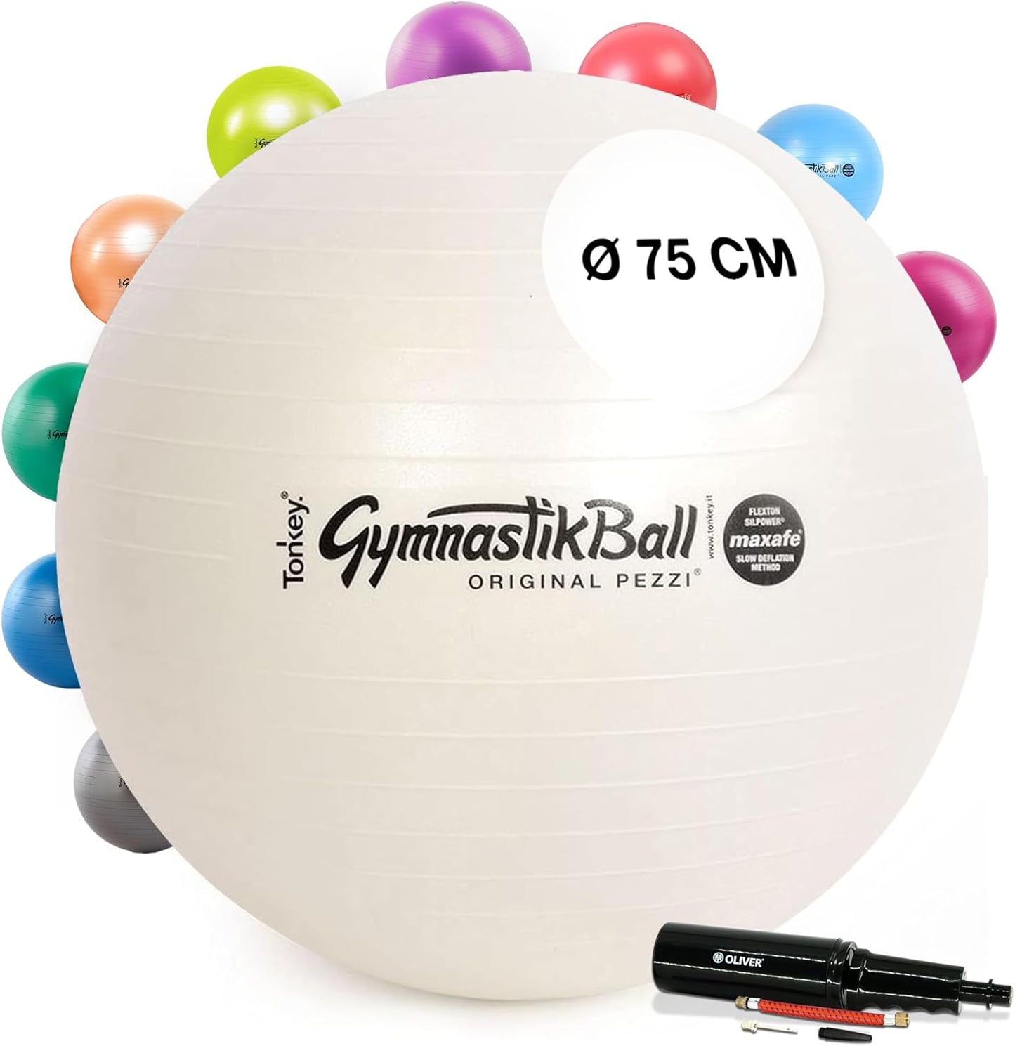 Gymnastikball mit Pumpe, 75cm Pearlwhite