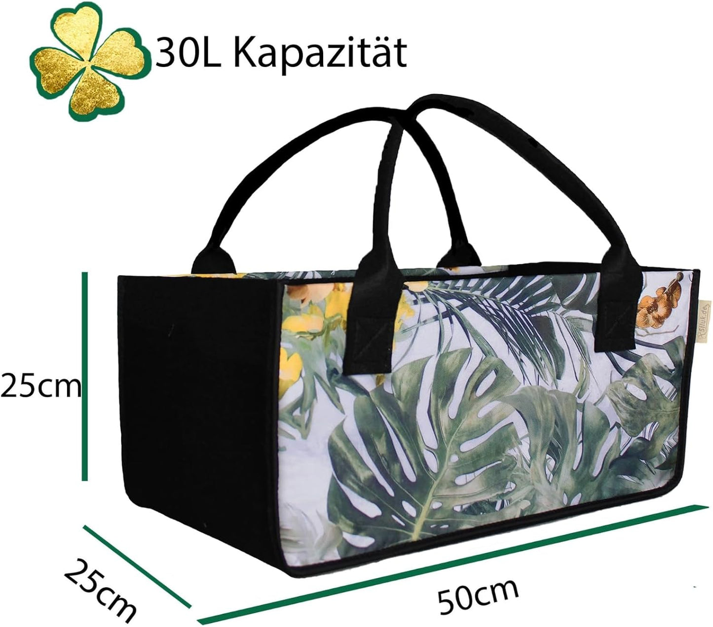 Filztaschen-Set für Einkäufe, Blume - Weiß