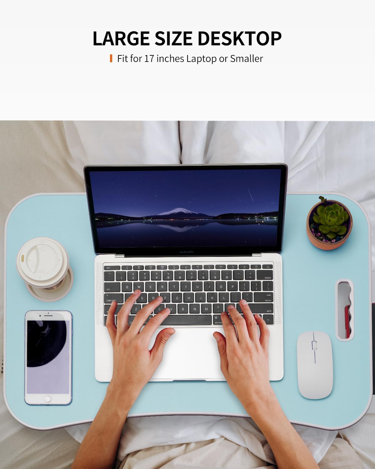 Faltbarer Laptoptisch mit Getränkehalter & Tablet-Schlitz, Blau