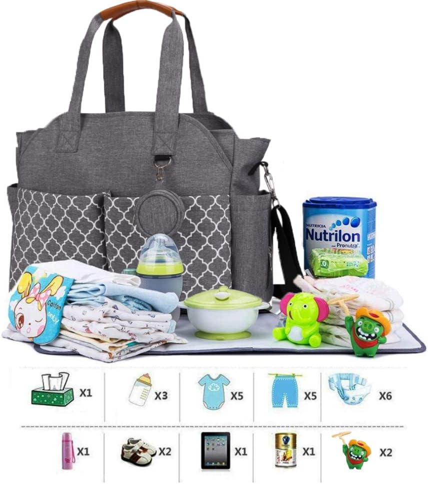 Wickeltasche mit integrierter Wickelstation, Grau
